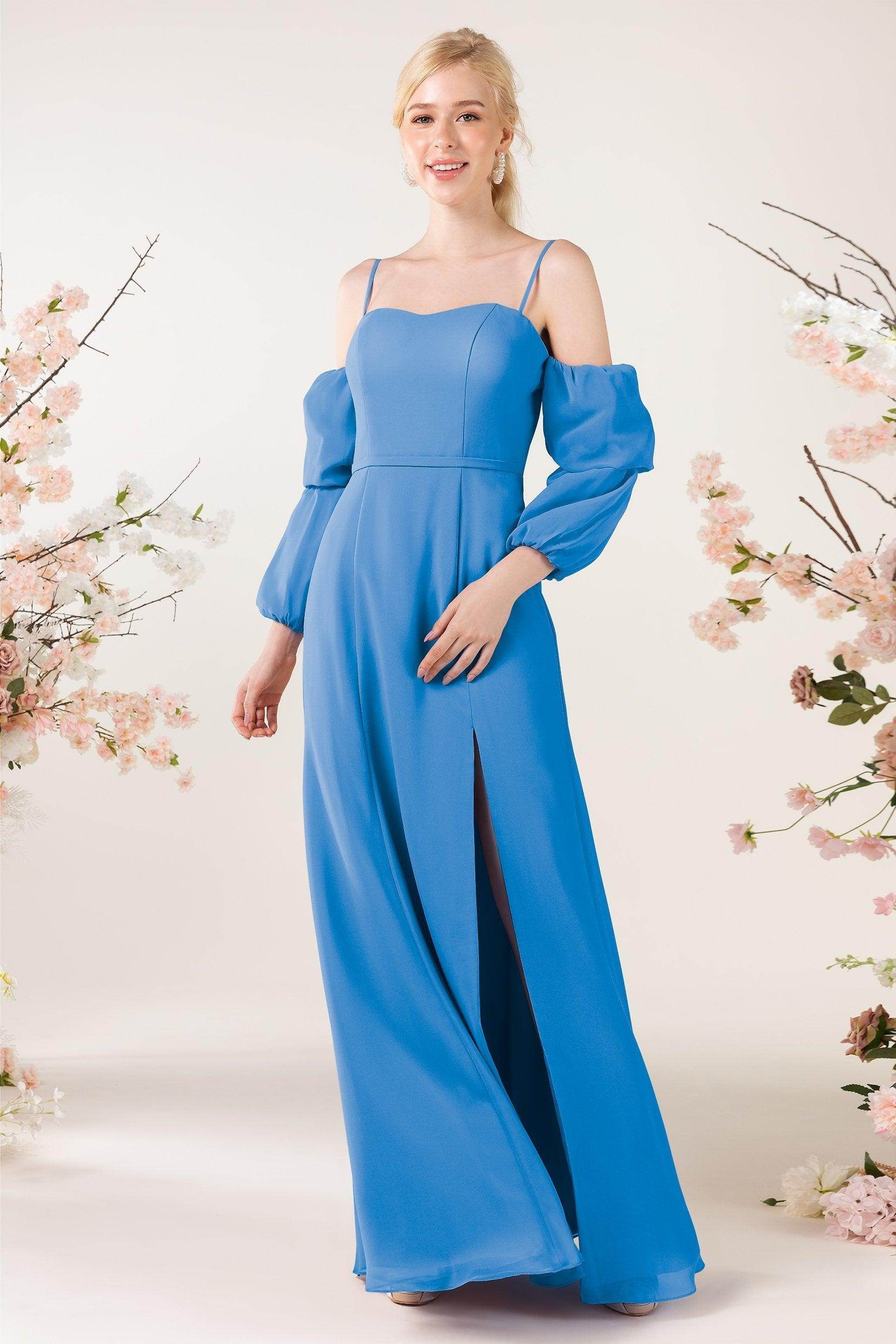 Trumpet Sweep-Brush Train Chiffon Bridesmaid Dress CB0459