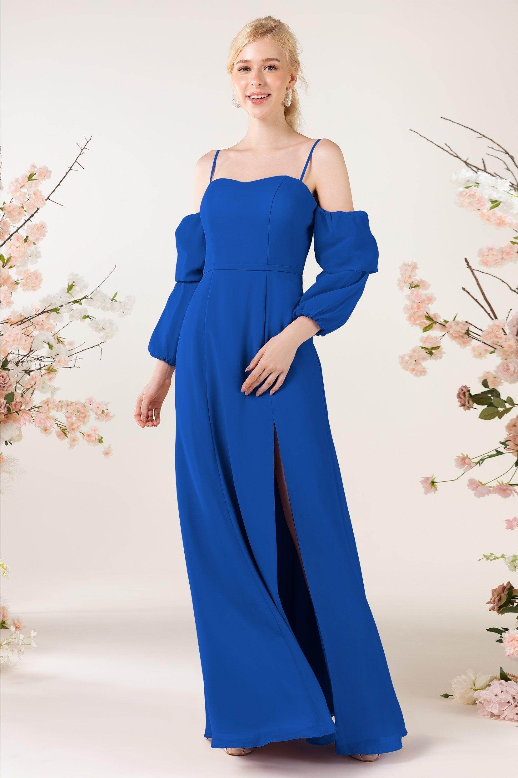 Trumpet Sweep-Brush Train Chiffon Bridesmaid Dress CB0459