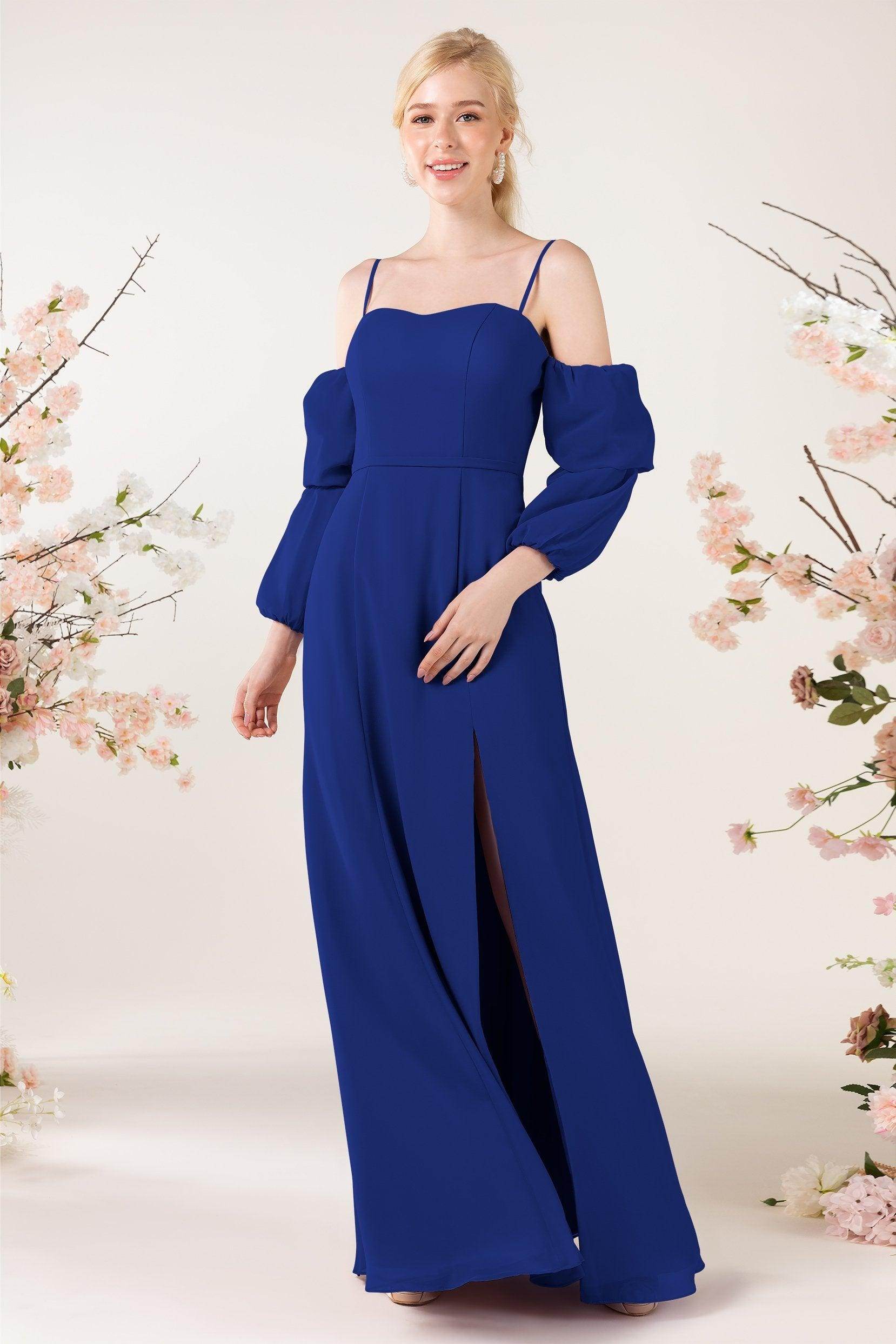 Trumpet Sweep-Brush Train Chiffon Bridesmaid Dress CB0459