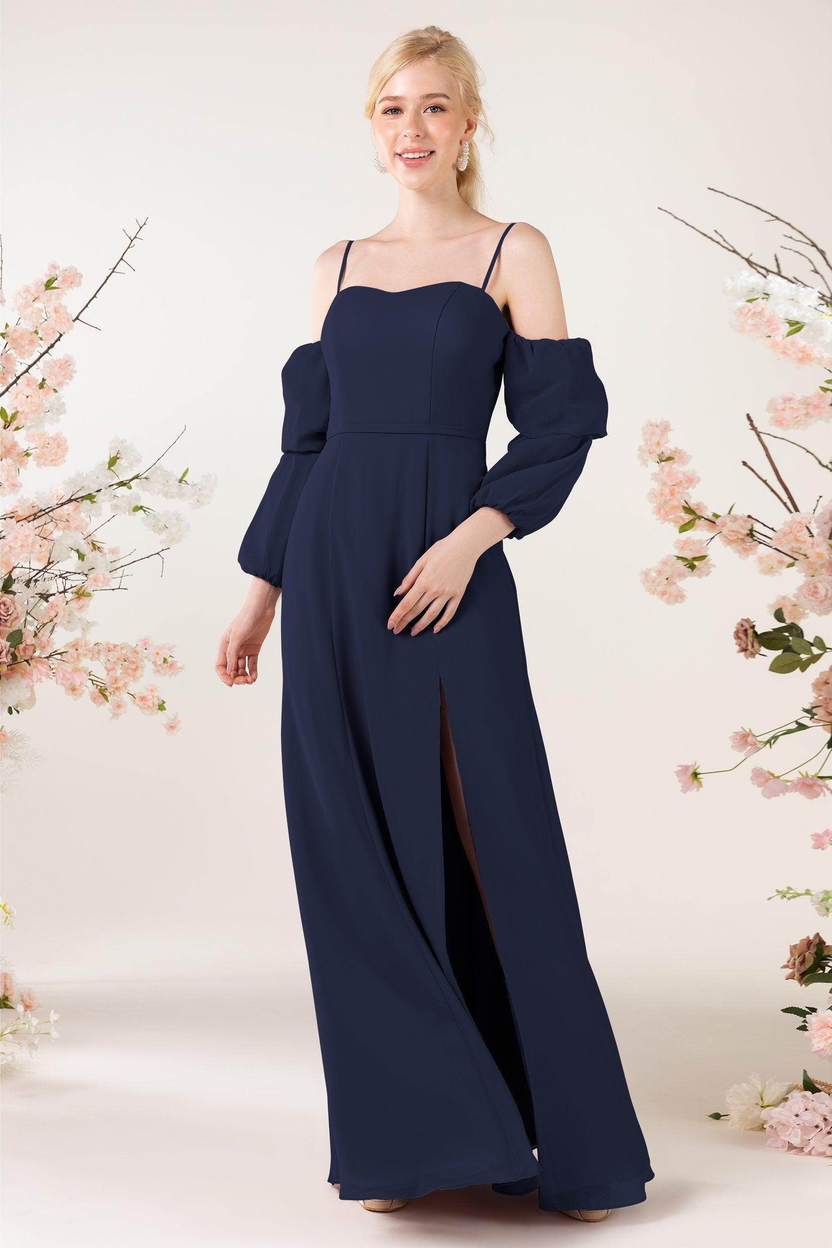 Trumpet Sweep-Brush Train Chiffon Bridesmaid Dress CB0459