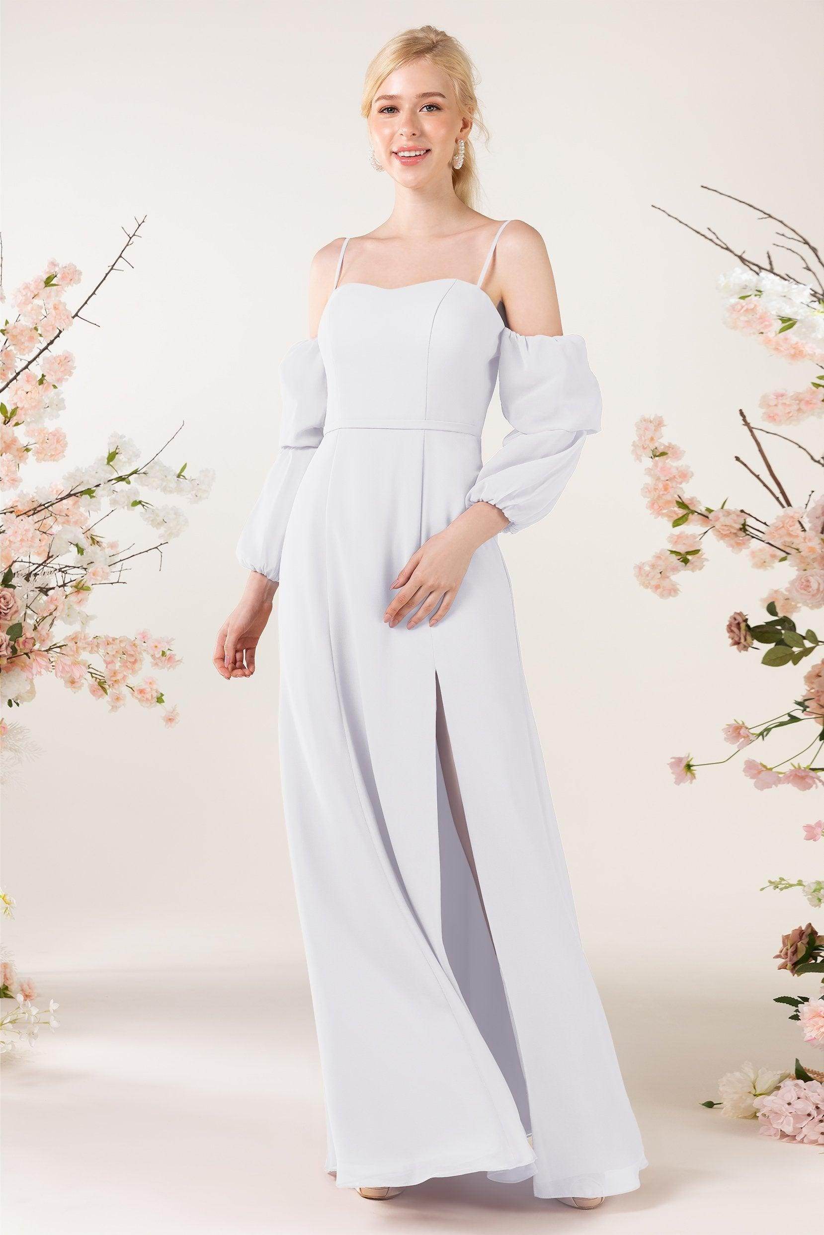 Trumpet Sweep-Brush Train Chiffon Bridesmaid Dress CB0459