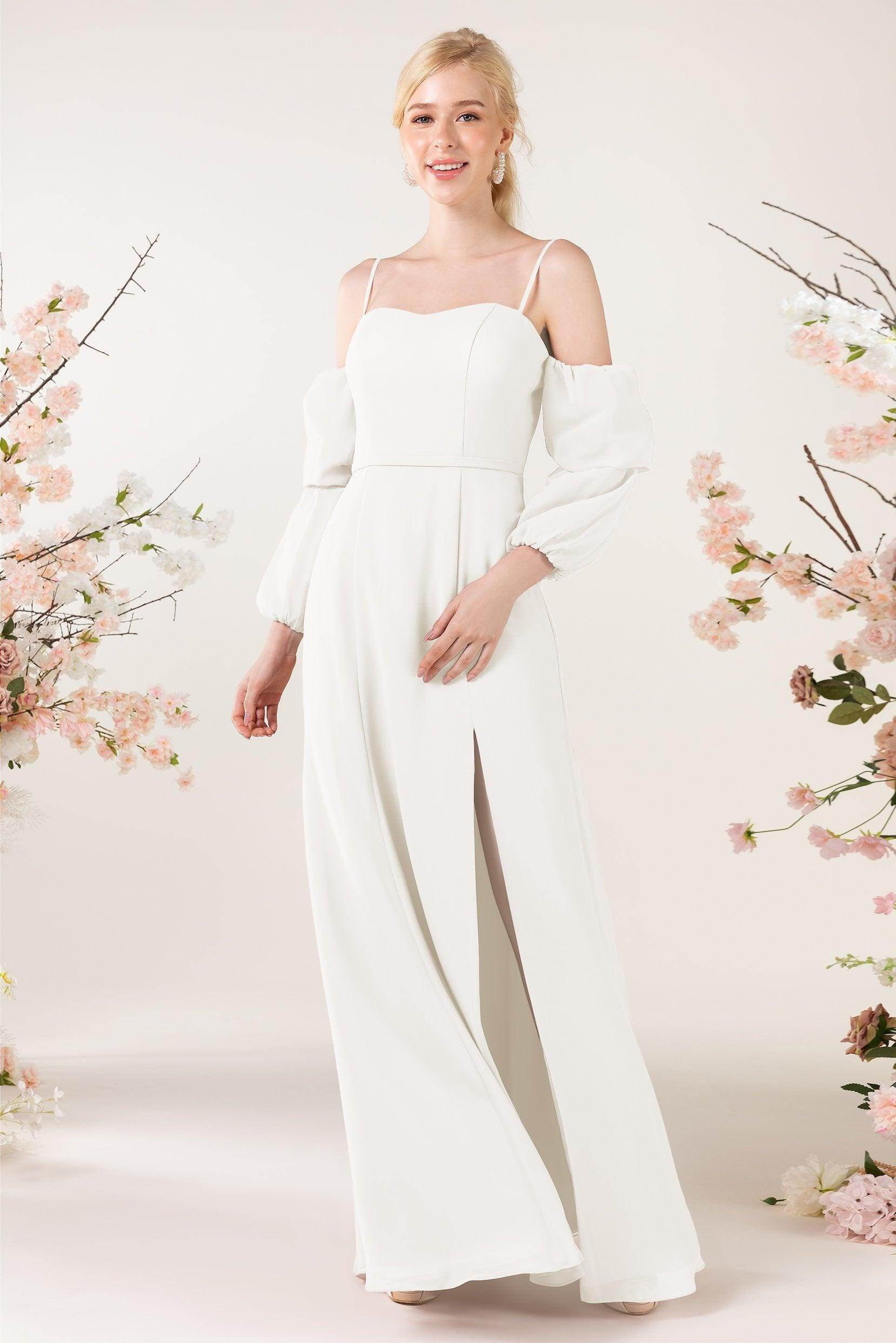 Trumpet Sweep-Brush Train Chiffon Bridesmaid Dress CB0459