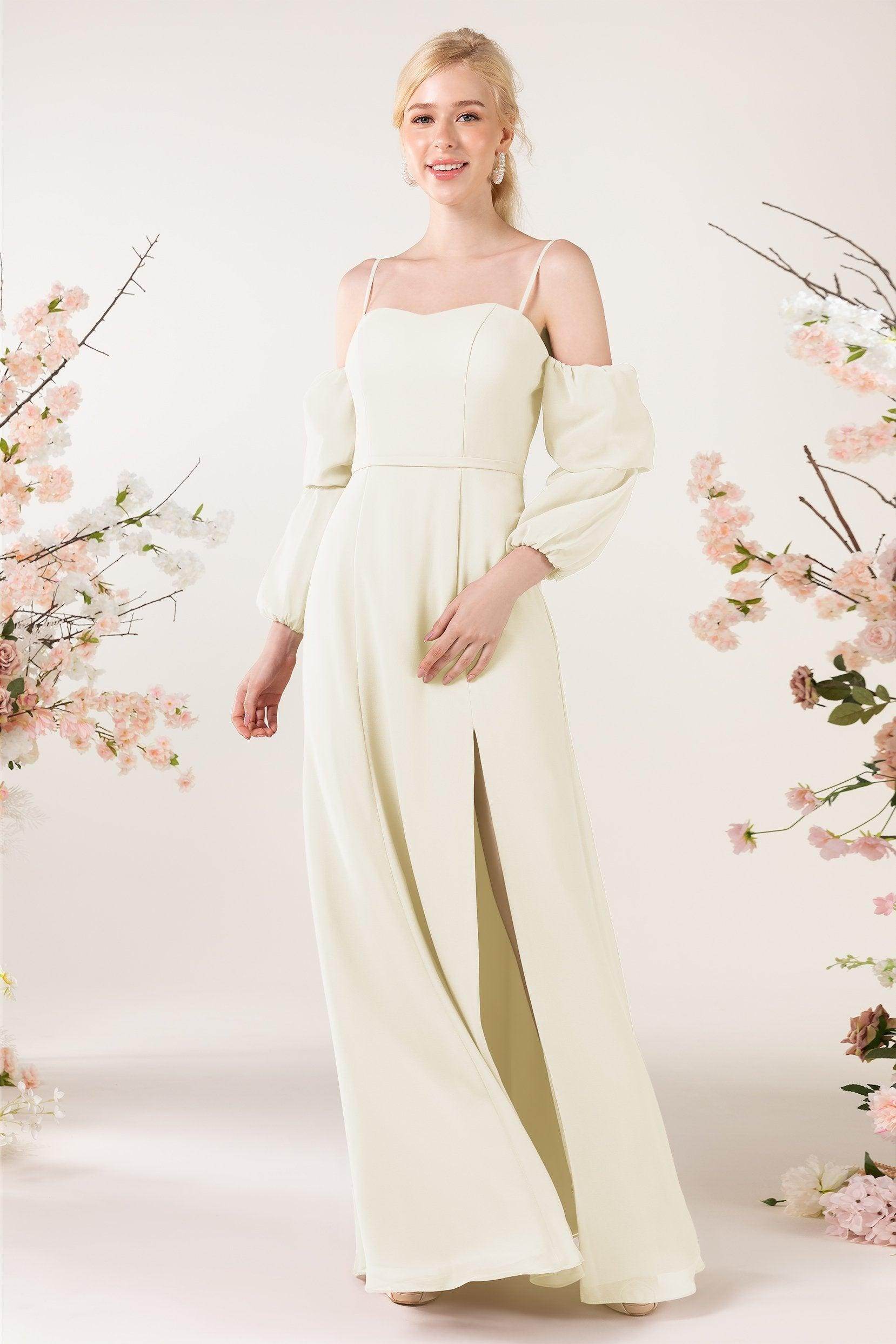 Trumpet Sweep-Brush Train Chiffon Bridesmaid Dress CB0459