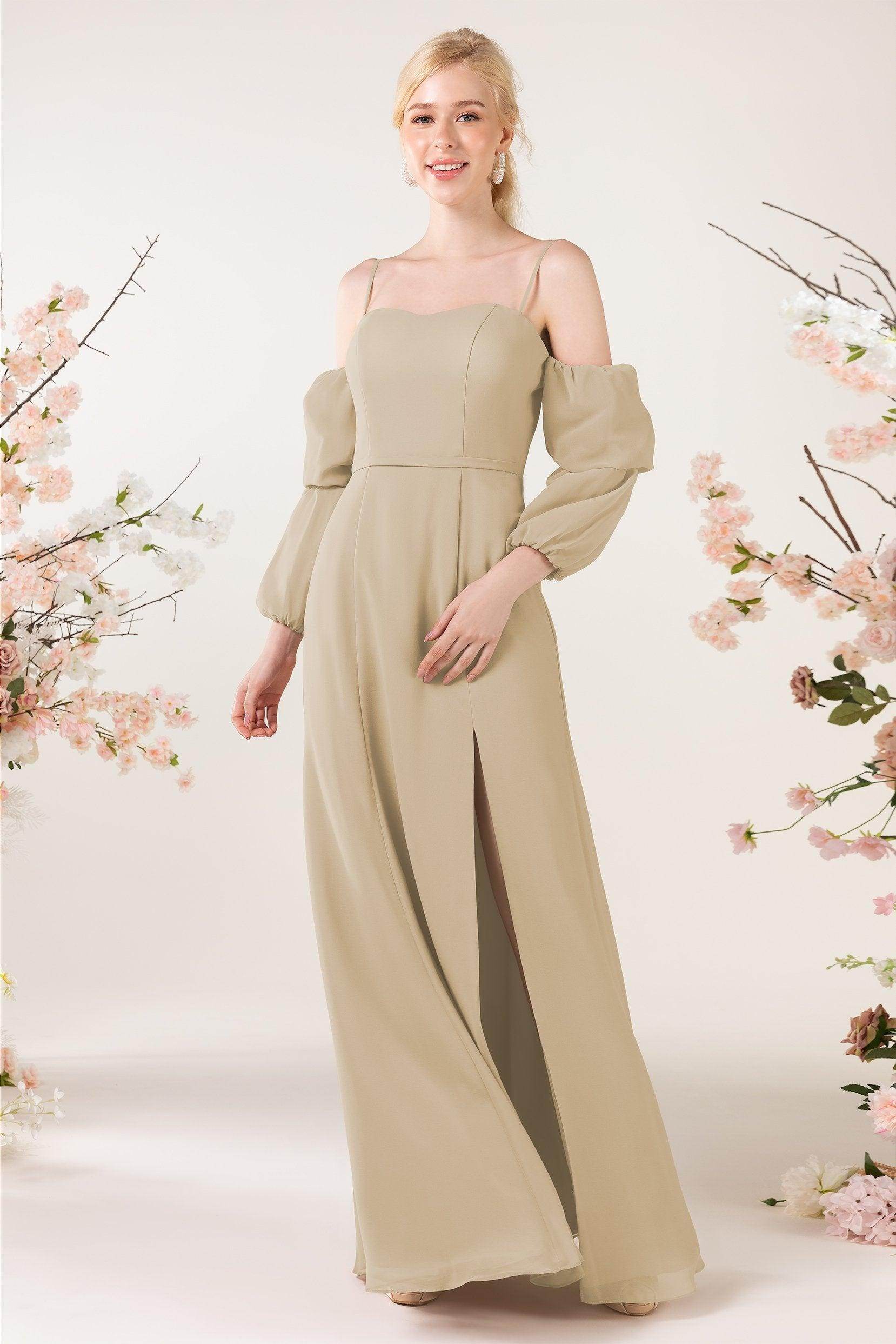 Trumpet Sweep-Brush Train Chiffon Bridesmaid Dress CB0459