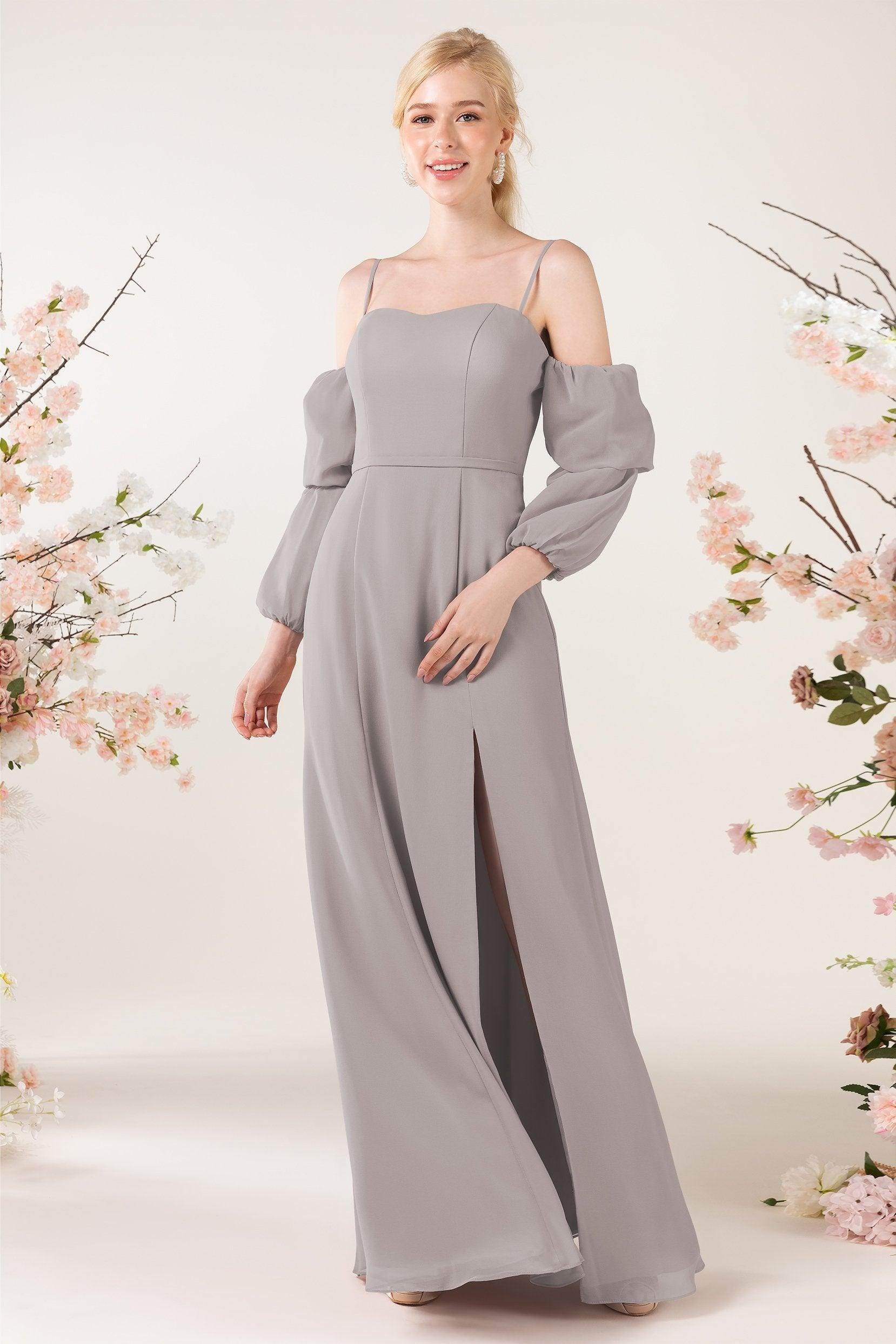 Trumpet Sweep-Brush Train Chiffon Bridesmaid Dress CB0459