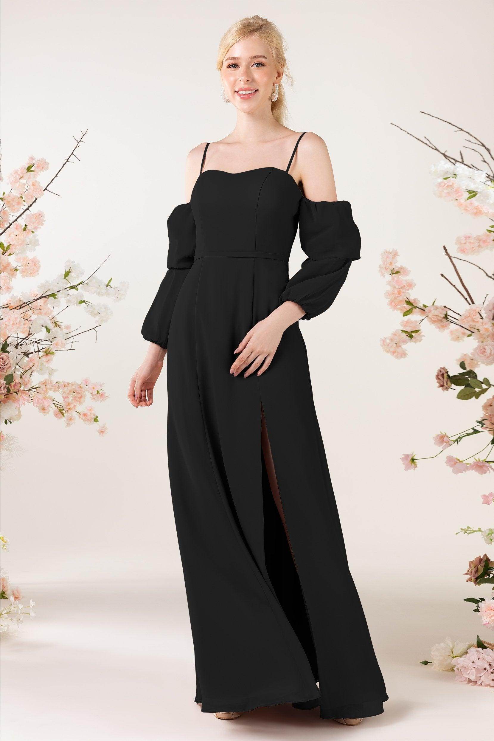 Trumpet Sweep-Brush Train Chiffon Bridesmaid Dress CB0459