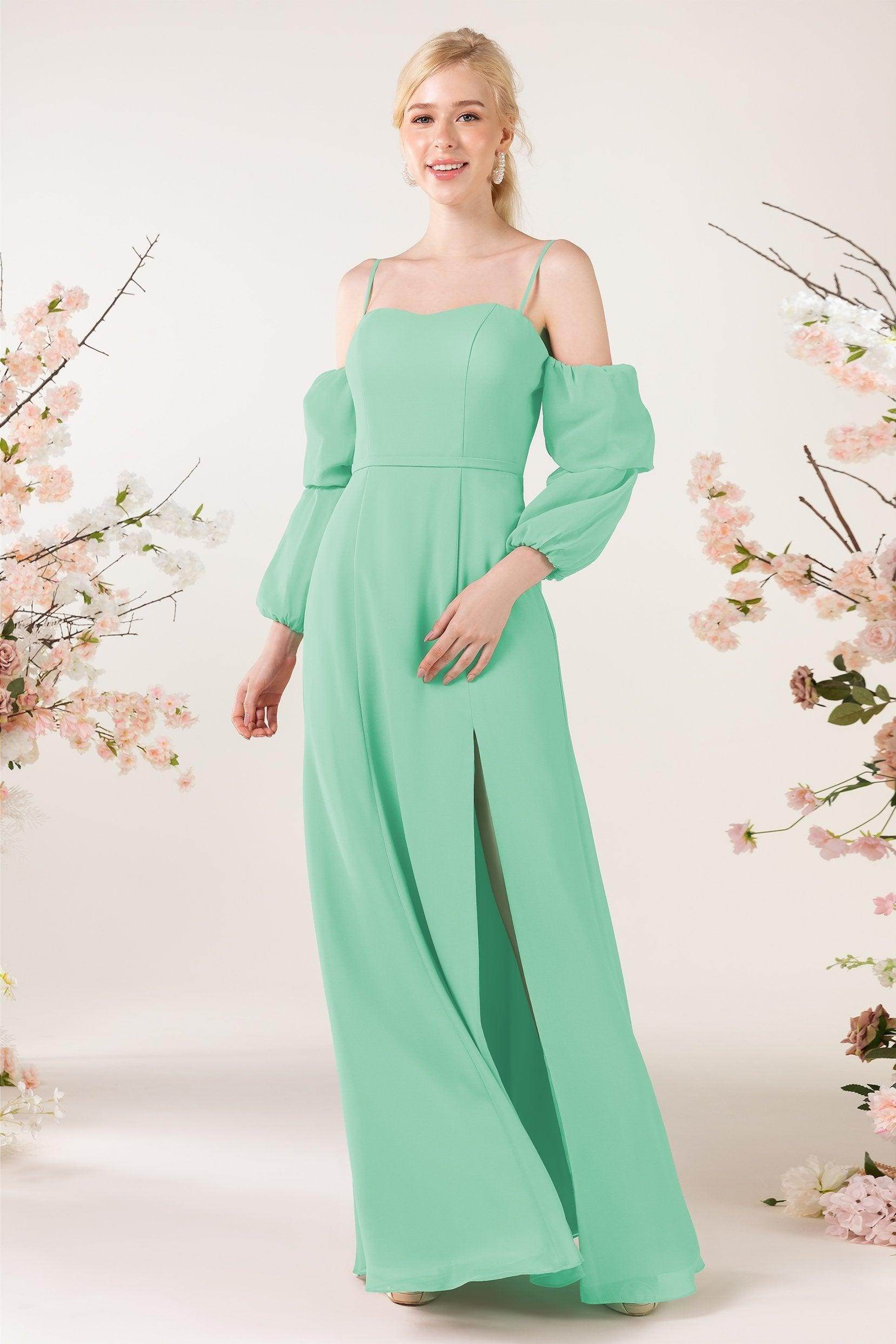 Trumpet Sweep-Brush Train Chiffon Bridesmaid Dress CB0459