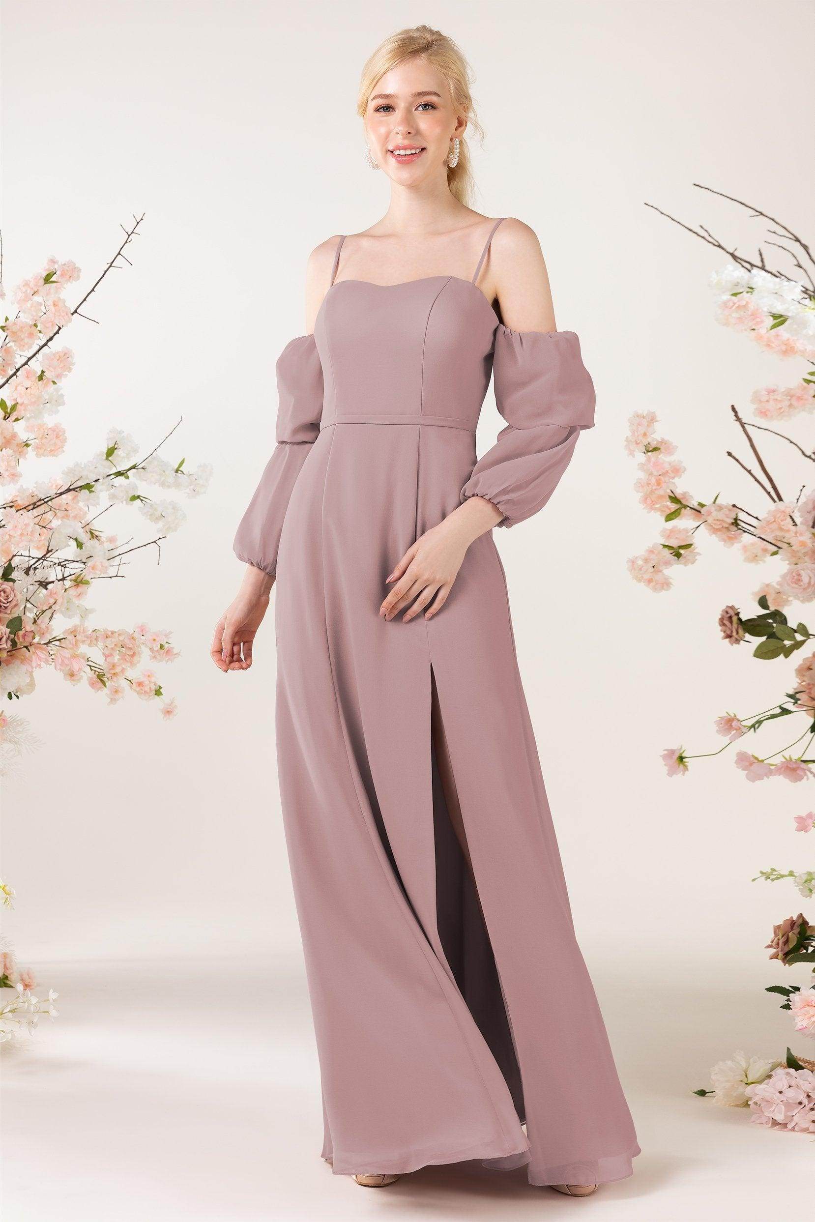 Trumpet Sweep-Brush Train Chiffon Bridesmaid Dress CB0459