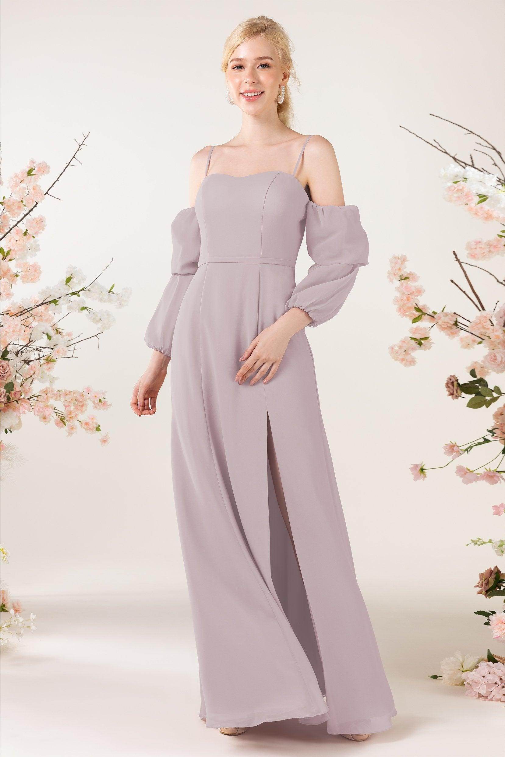 Trumpet Sweep-Brush Train Chiffon Bridesmaid Dress CB0459