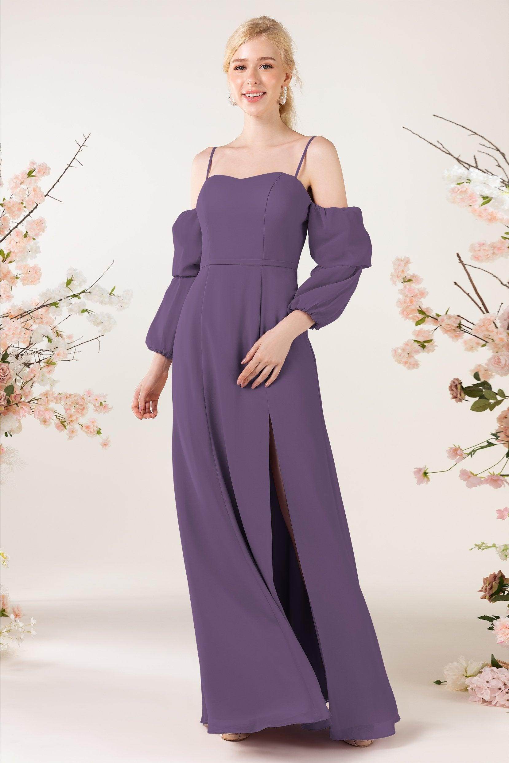 Trumpet Sweep-Brush Train Chiffon Bridesmaid Dress CB0459