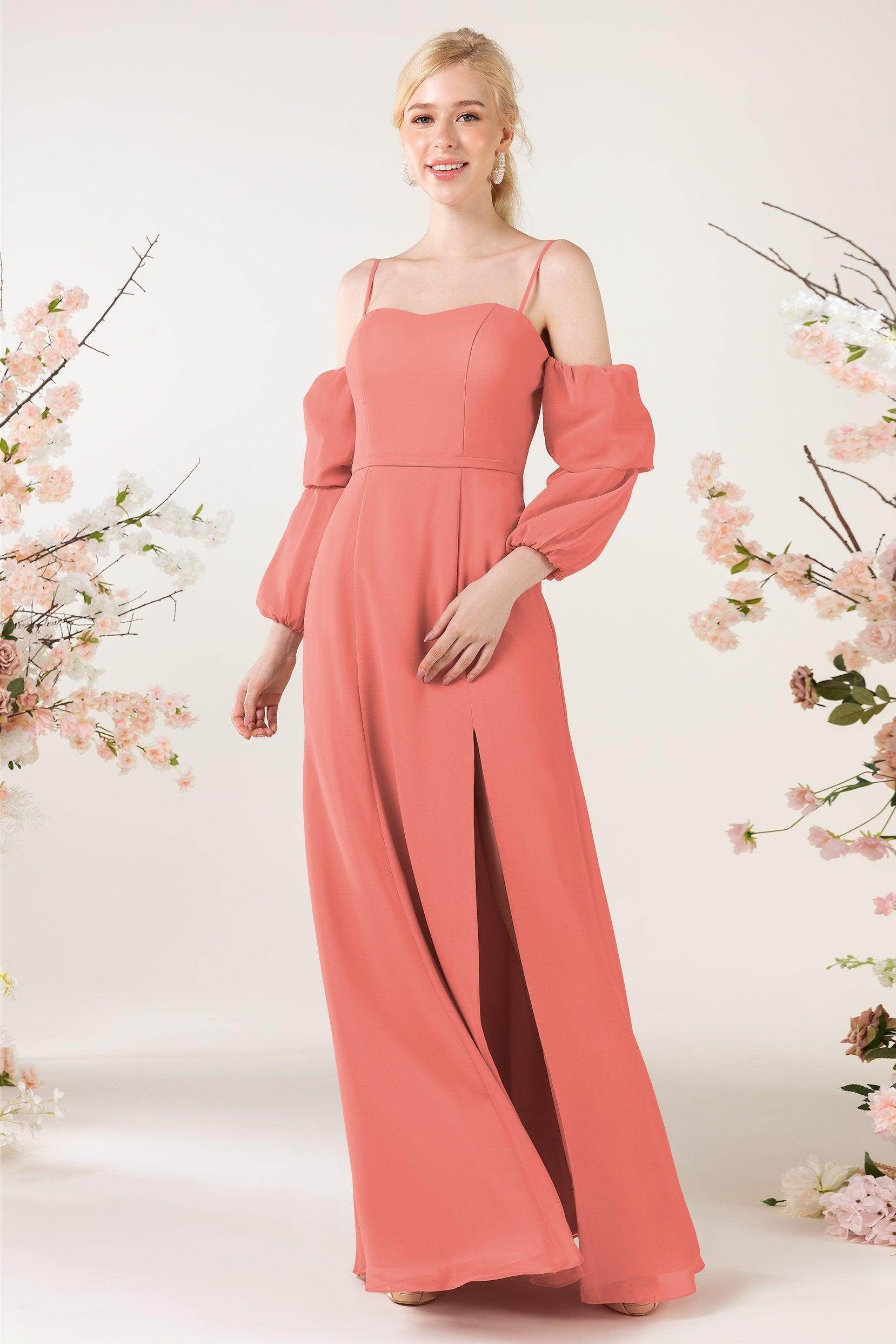 Trumpet Sweep-Brush Train Chiffon Bridesmaid Dress CB0459