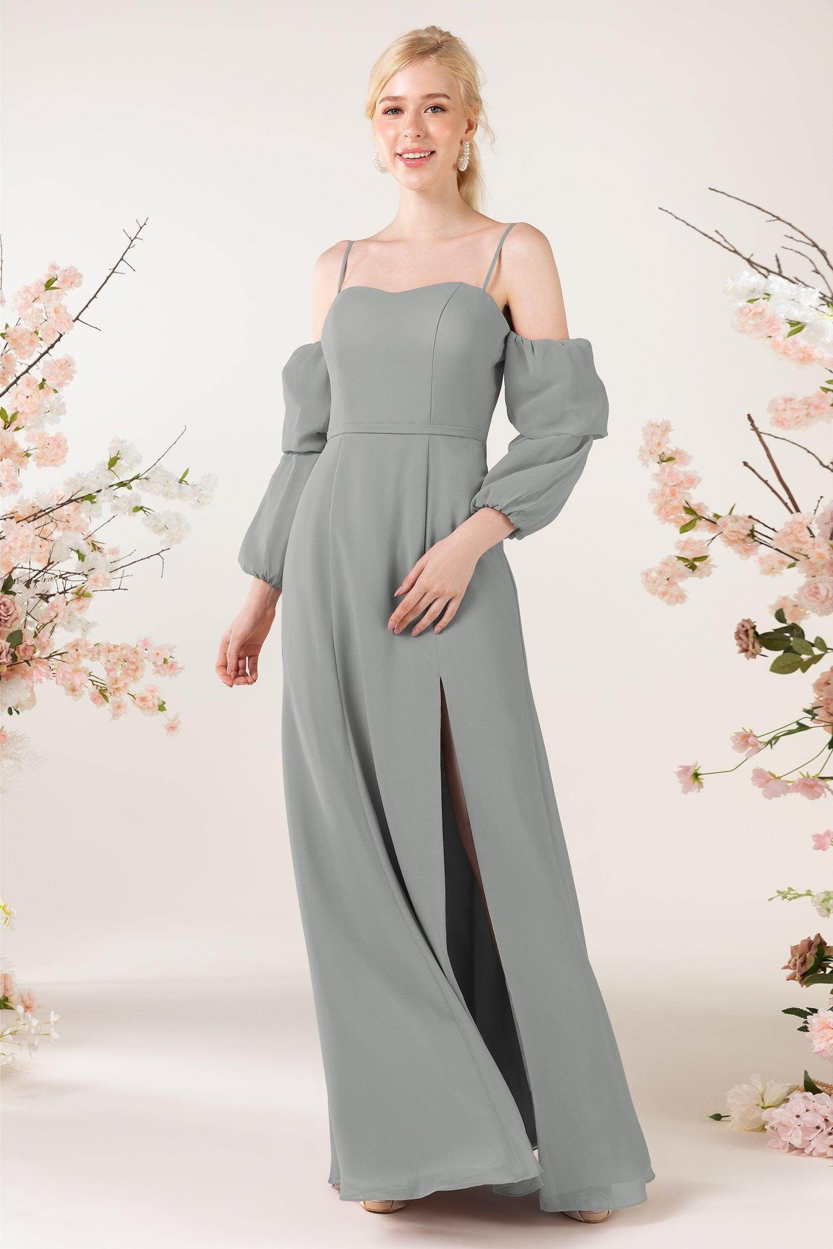 Trumpet Sweep-Brush Train Chiffon Bridesmaid Dress CB0459