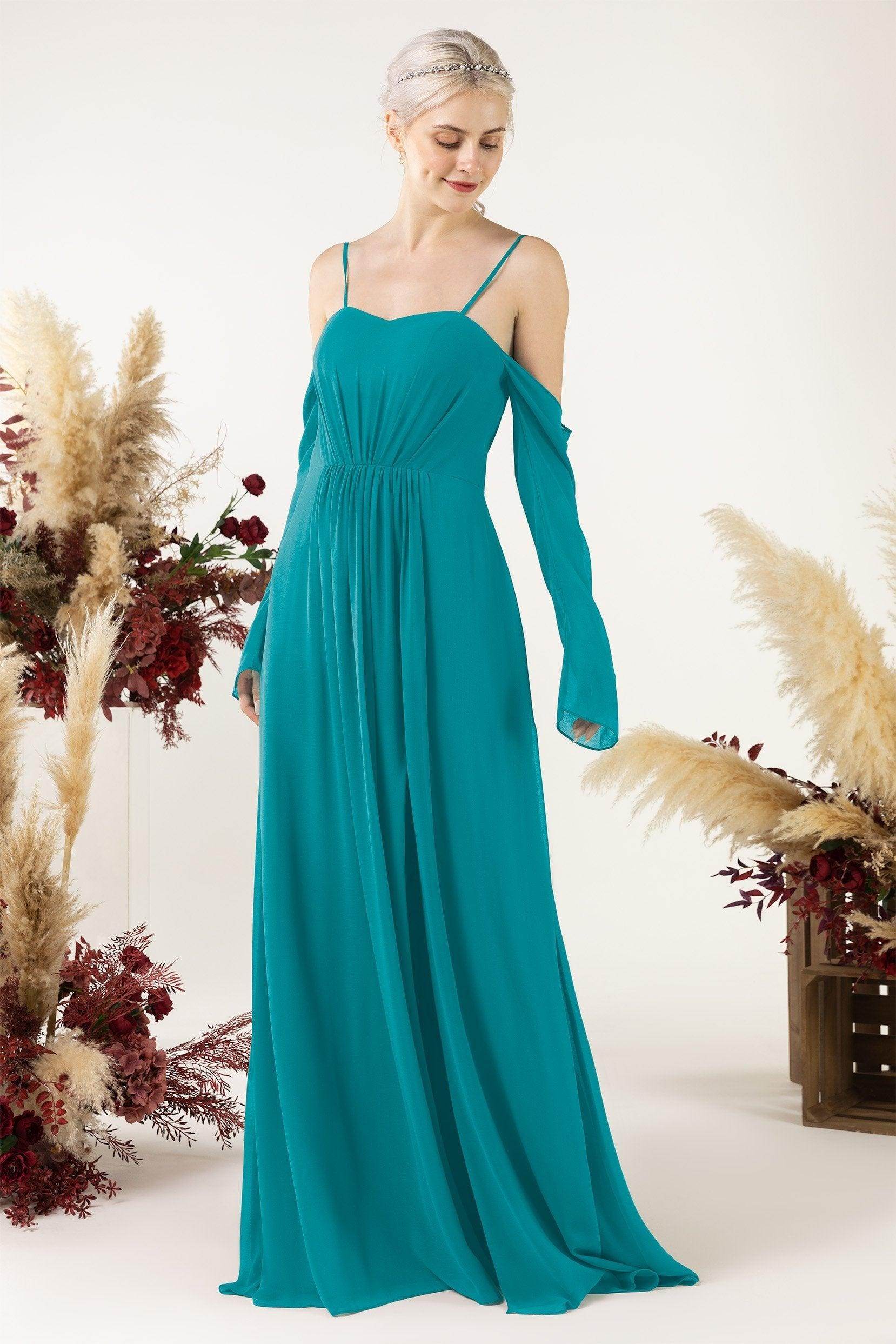 A-Line Sweep-Brush Train Chiffon Bridesmaid Dress CB0460