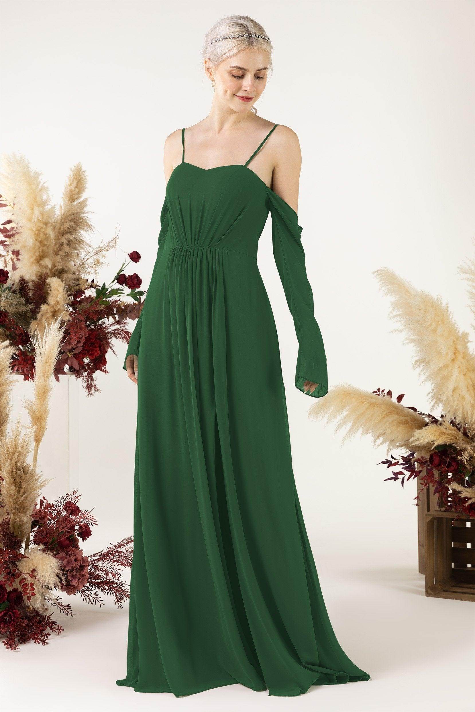 A-Line Sweep-Brush Train Chiffon Bridesmaid Dress CB0460