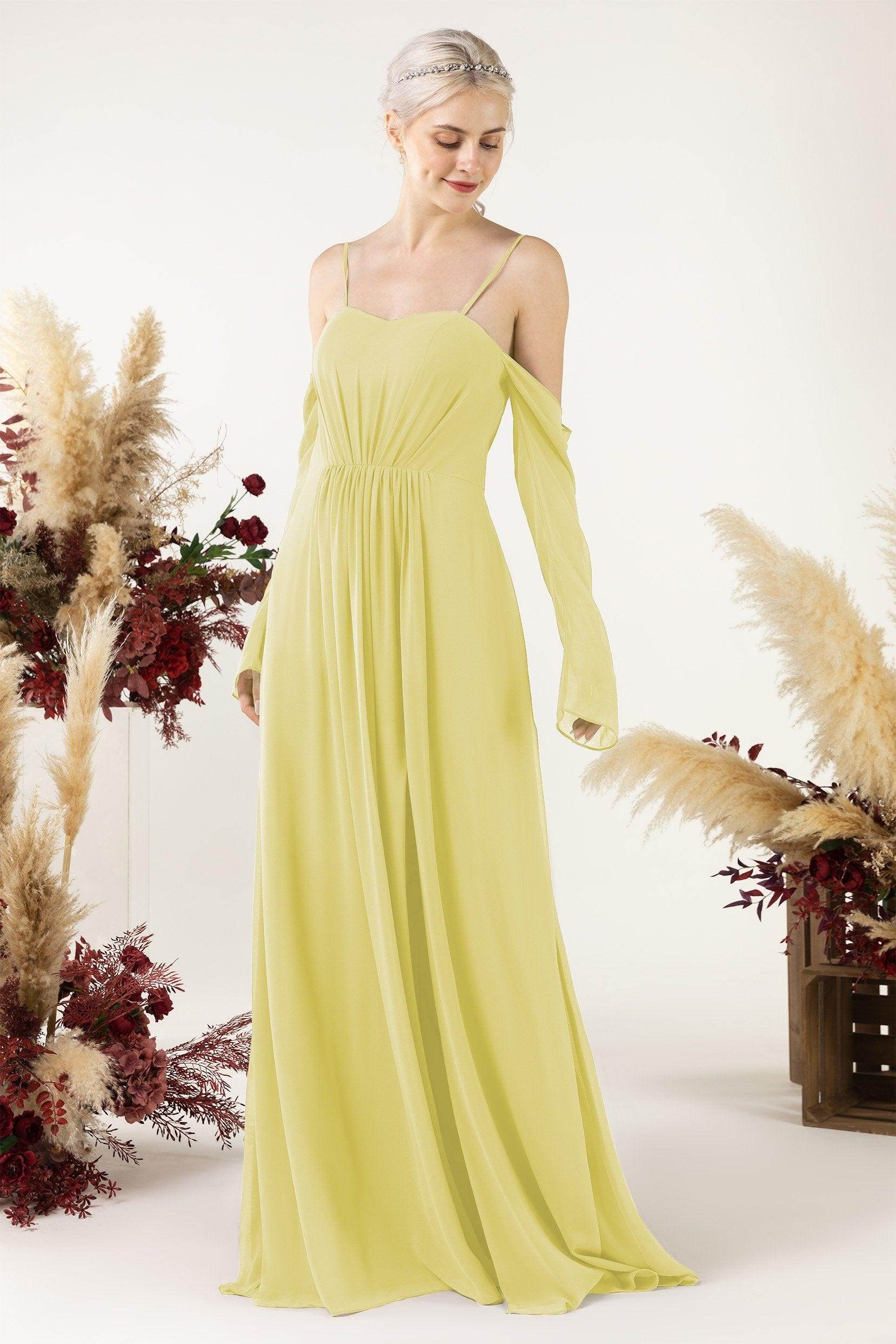 A-Line Sweep-Brush Train Chiffon Bridesmaid Dress CB0460