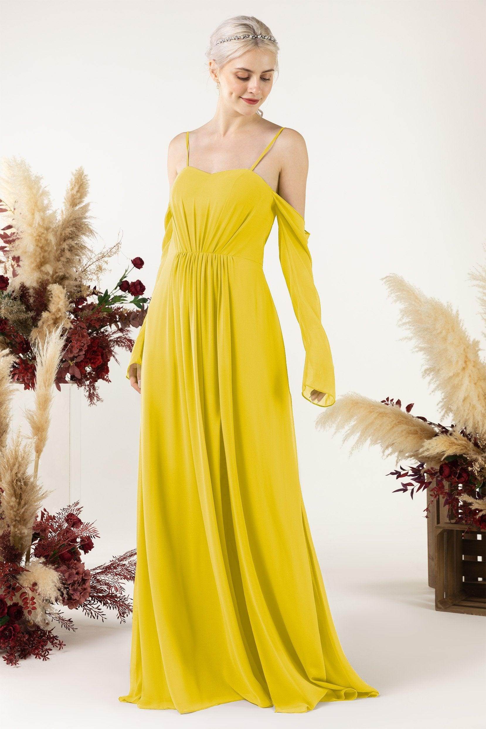 A-Line Sweep-Brush Train Chiffon Bridesmaid Dress CB0460
