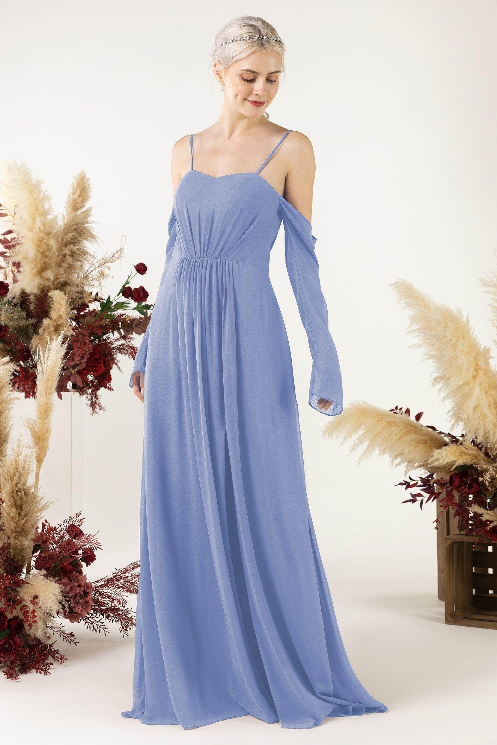 A-Line Sweep-Brush Train Chiffon Bridesmaid Dress CB0460