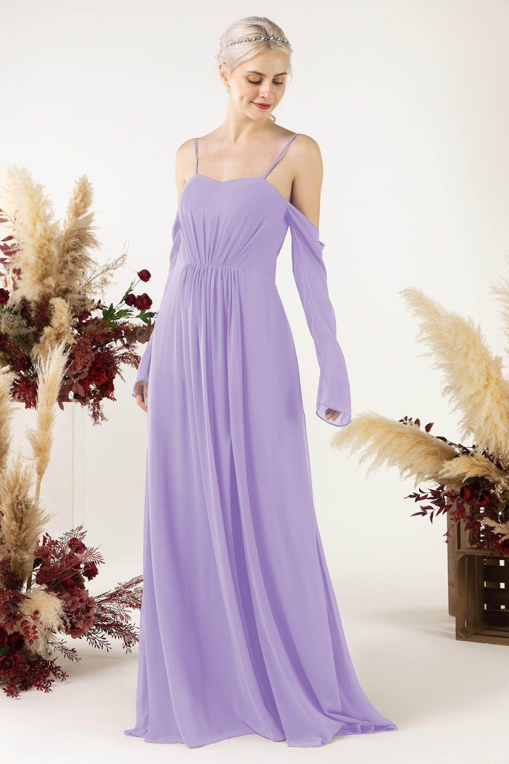 A-Line Sweep-Brush Train Chiffon Bridesmaid Dress CB0460