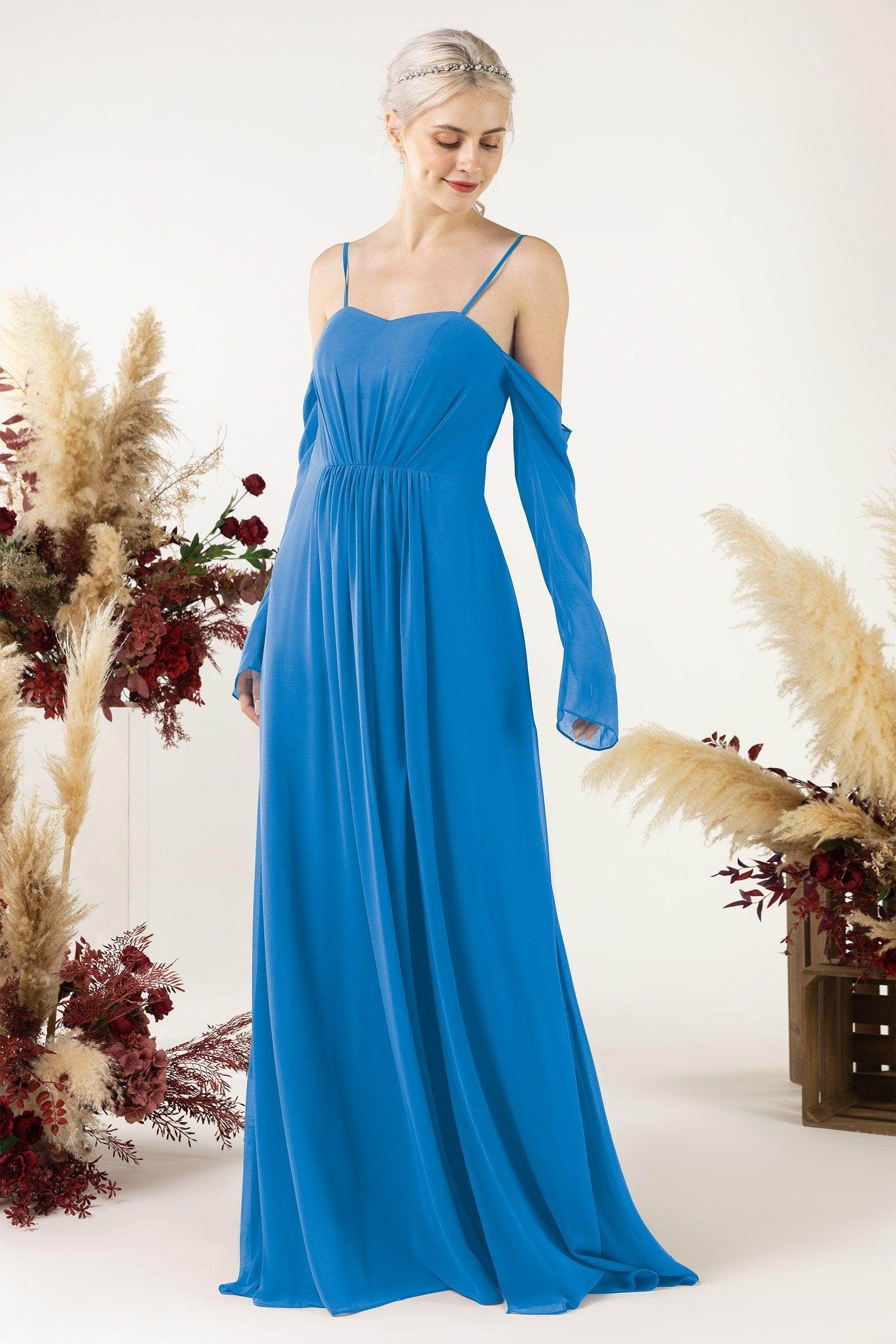 A-Line Sweep-Brush Train Chiffon Bridesmaid Dress CB0460