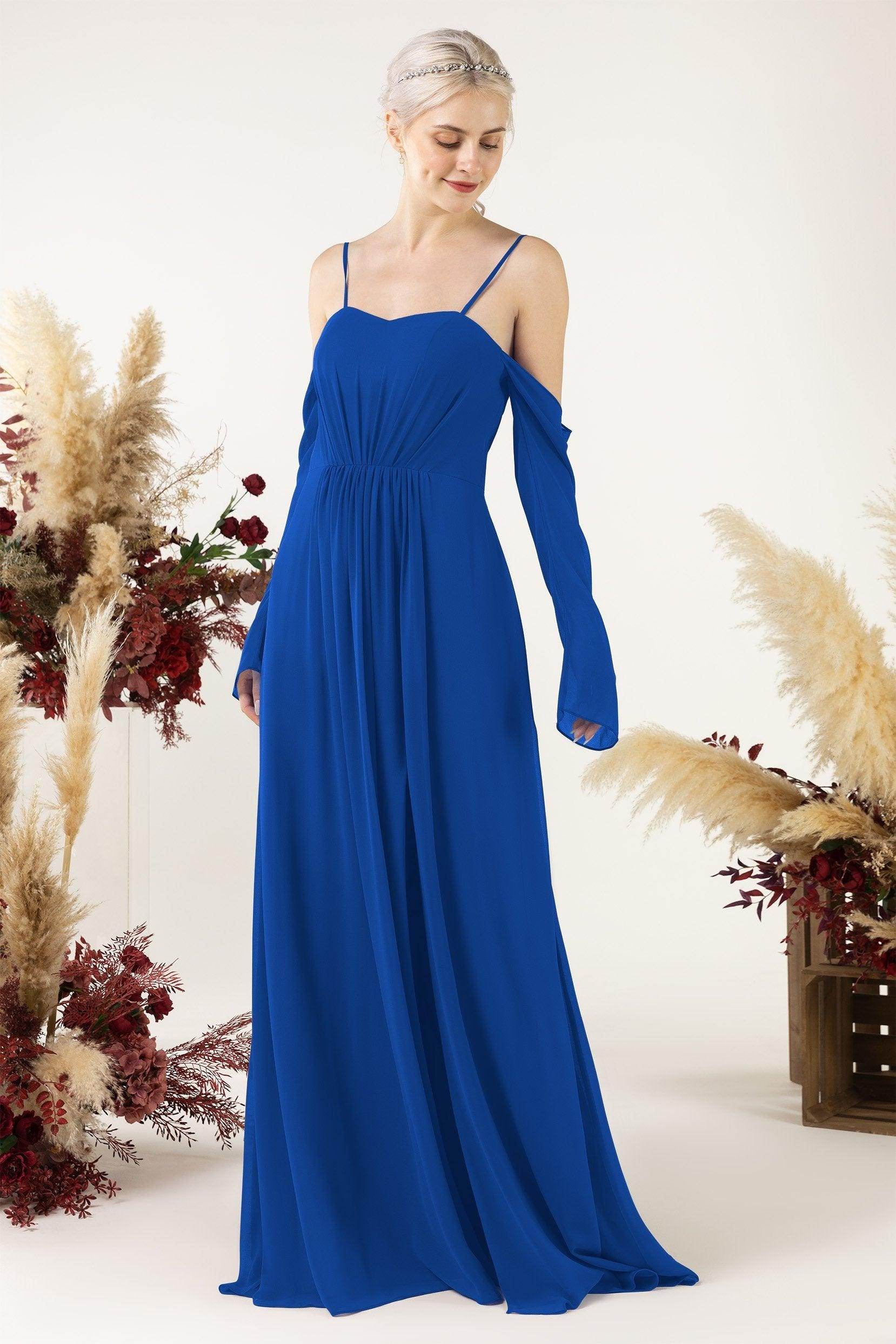 A-Line Sweep-Brush Train Chiffon Bridesmaid Dress CB0460