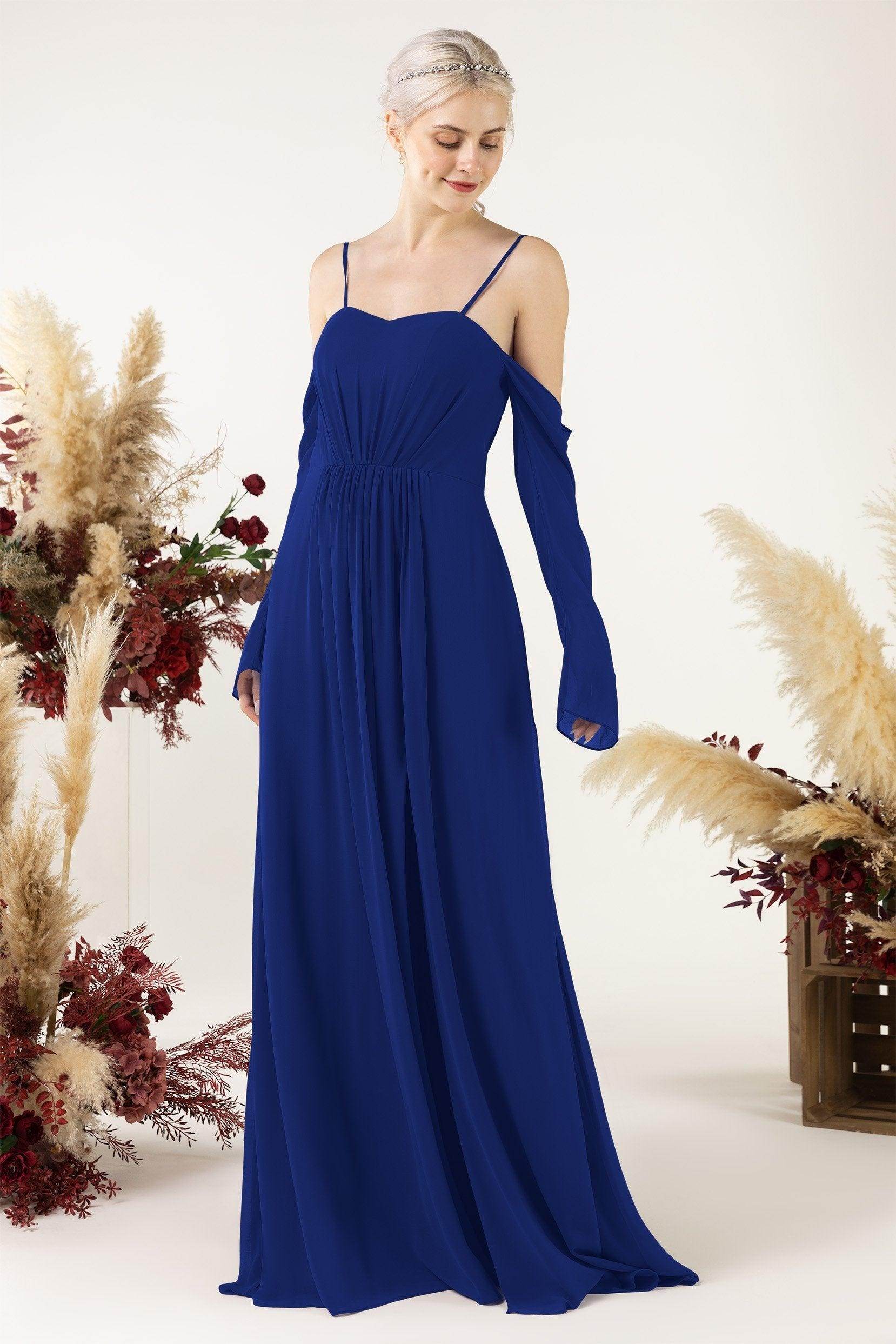 A-Line Sweep-Brush Train Chiffon Bridesmaid Dress CB0460