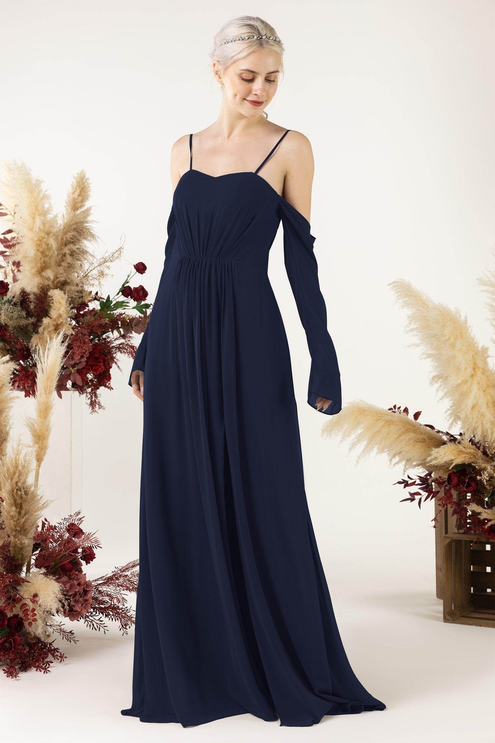 A-Line Sweep-Brush Train Chiffon Bridesmaid Dress CB0460