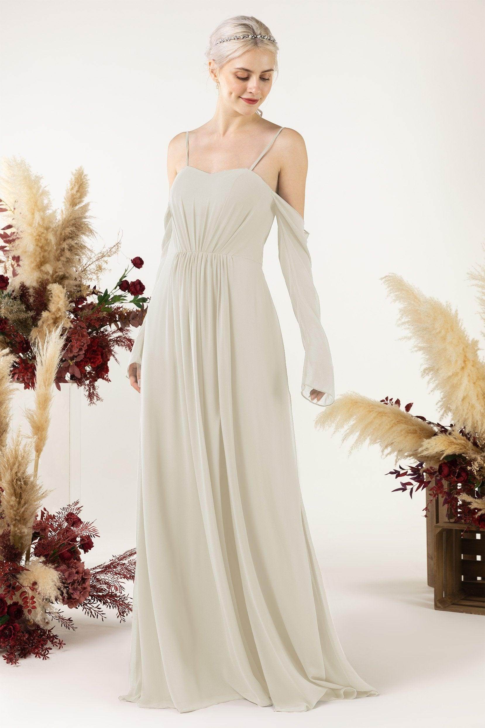 A-Line Sweep-Brush Train Chiffon Bridesmaid Dress CB0460