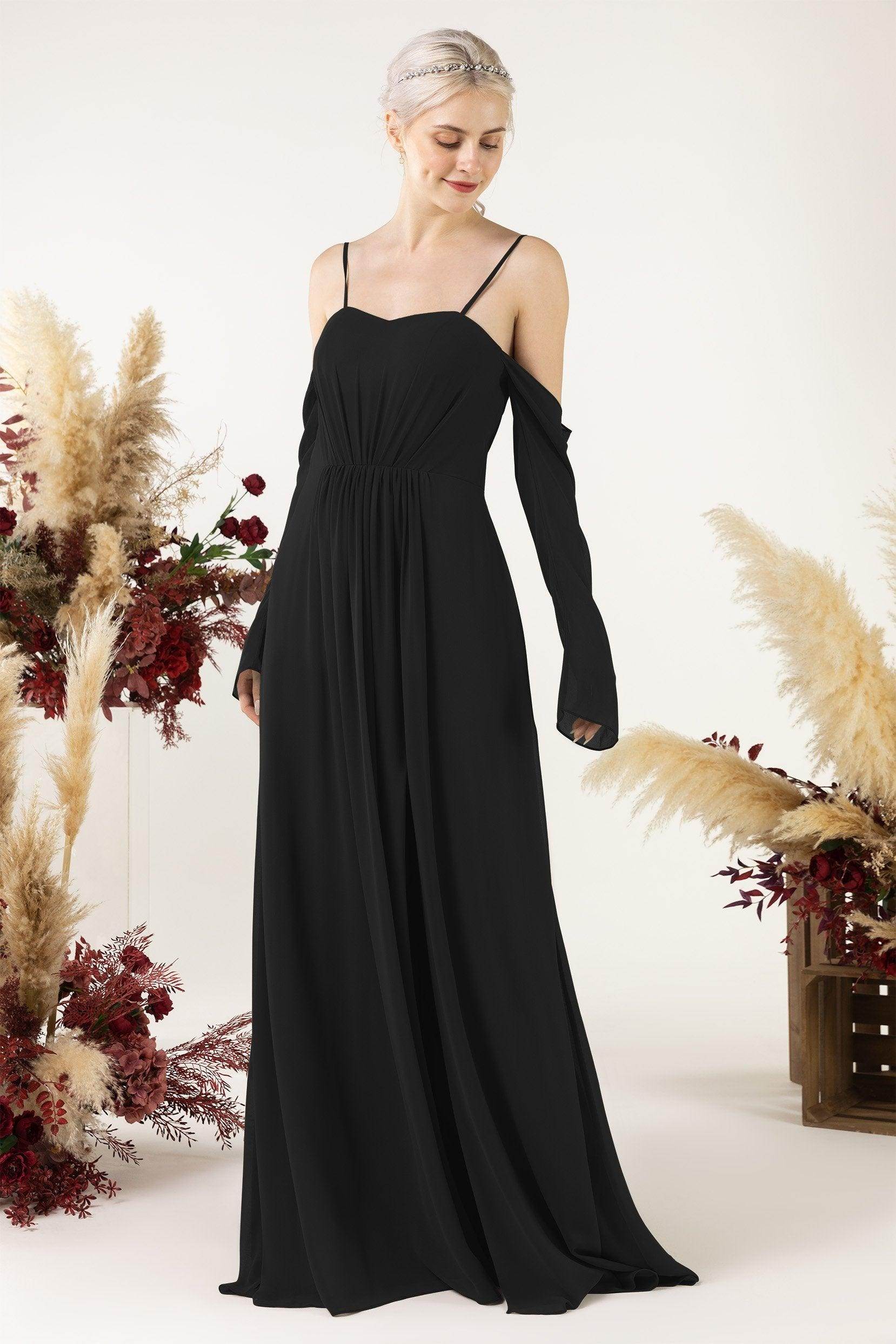 A-Line Sweep-Brush Train Chiffon Bridesmaid Dress CB0460