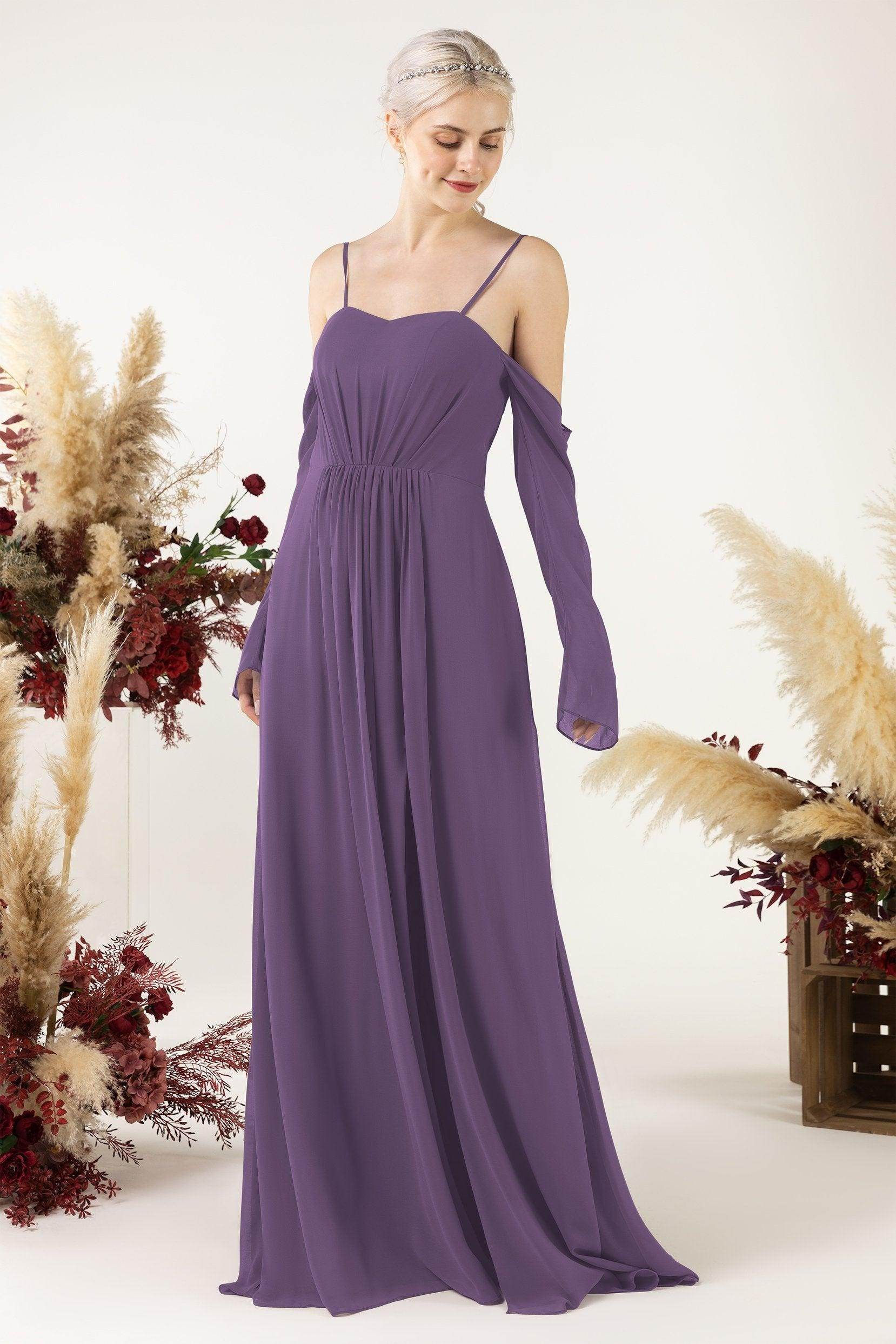 A-Line Sweep-Brush Train Chiffon Bridesmaid Dress CB0460