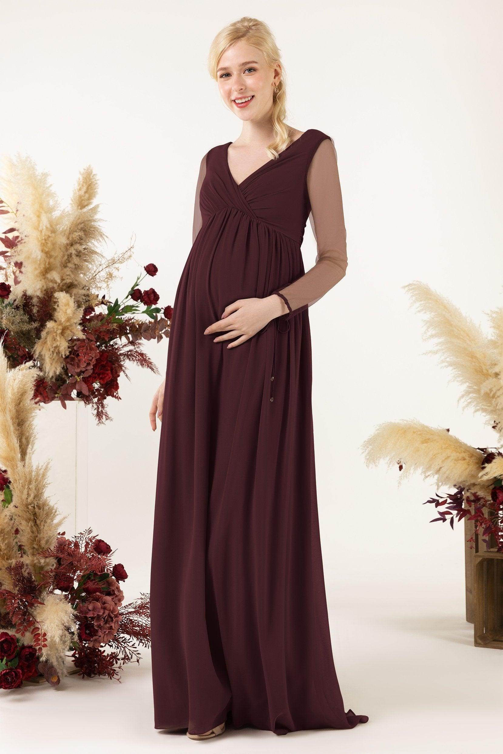 A-Line Sweep-Brush Train Chiffon Bridesmaid Dress CB0461M