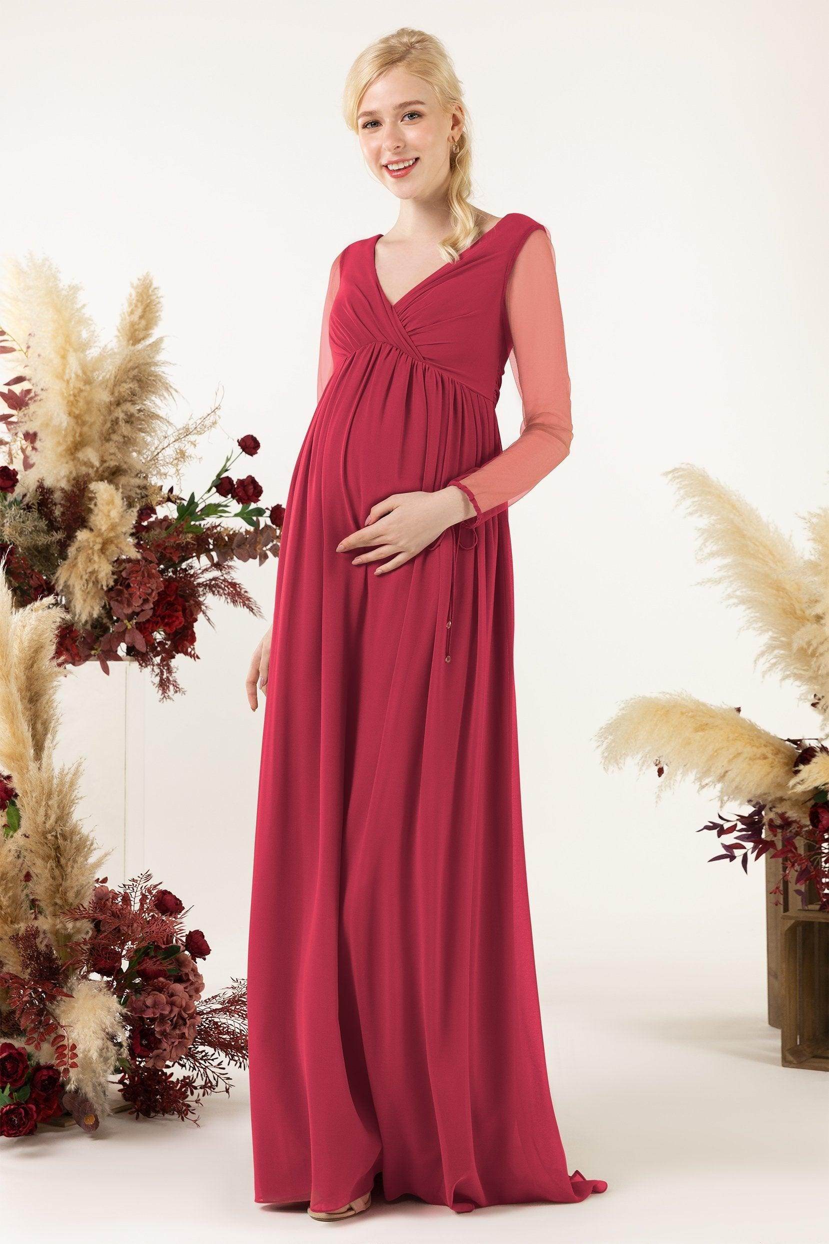 A-Line Sweep-Brush Train Chiffon Bridesmaid Dress CB0461M