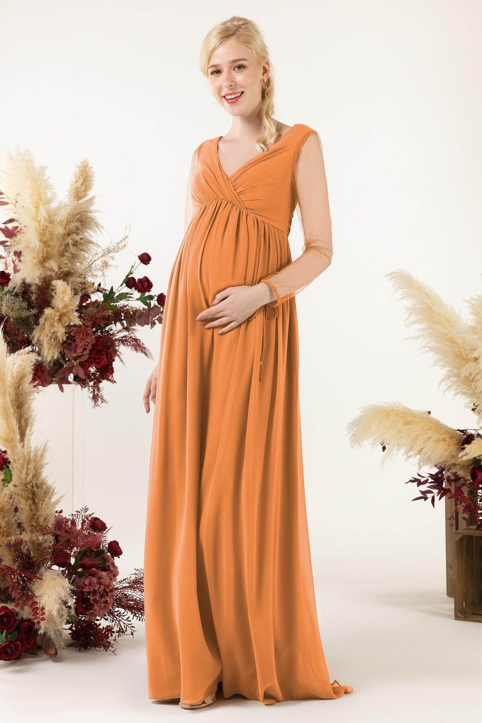 A-Line Sweep-Brush Train Chiffon Bridesmaid Dress CB0461M
