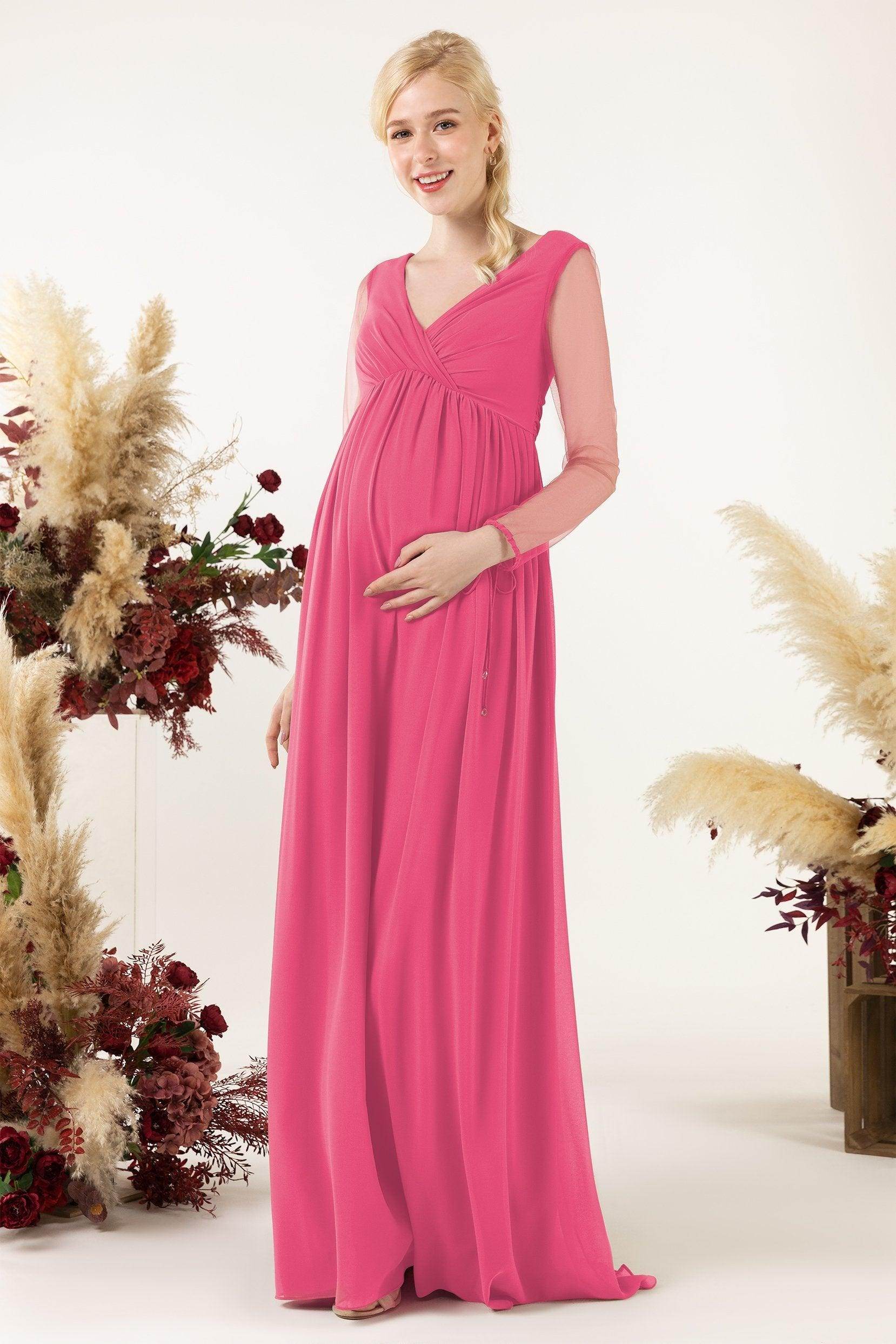 A-Line Sweep-Brush Train Chiffon Bridesmaid Dress CB0461M