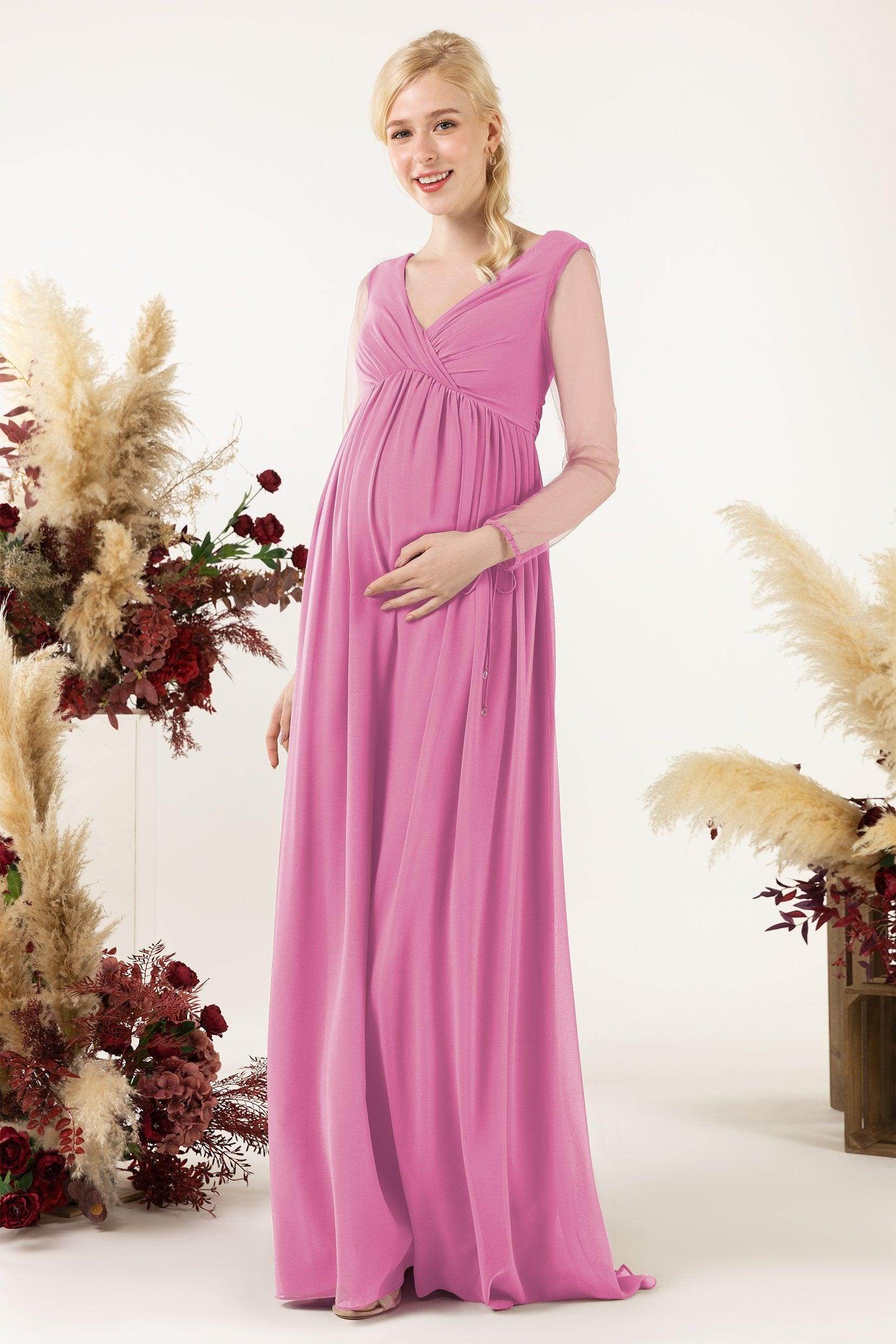 A-Line Sweep-Brush Train Chiffon Bridesmaid Dress CB0461M