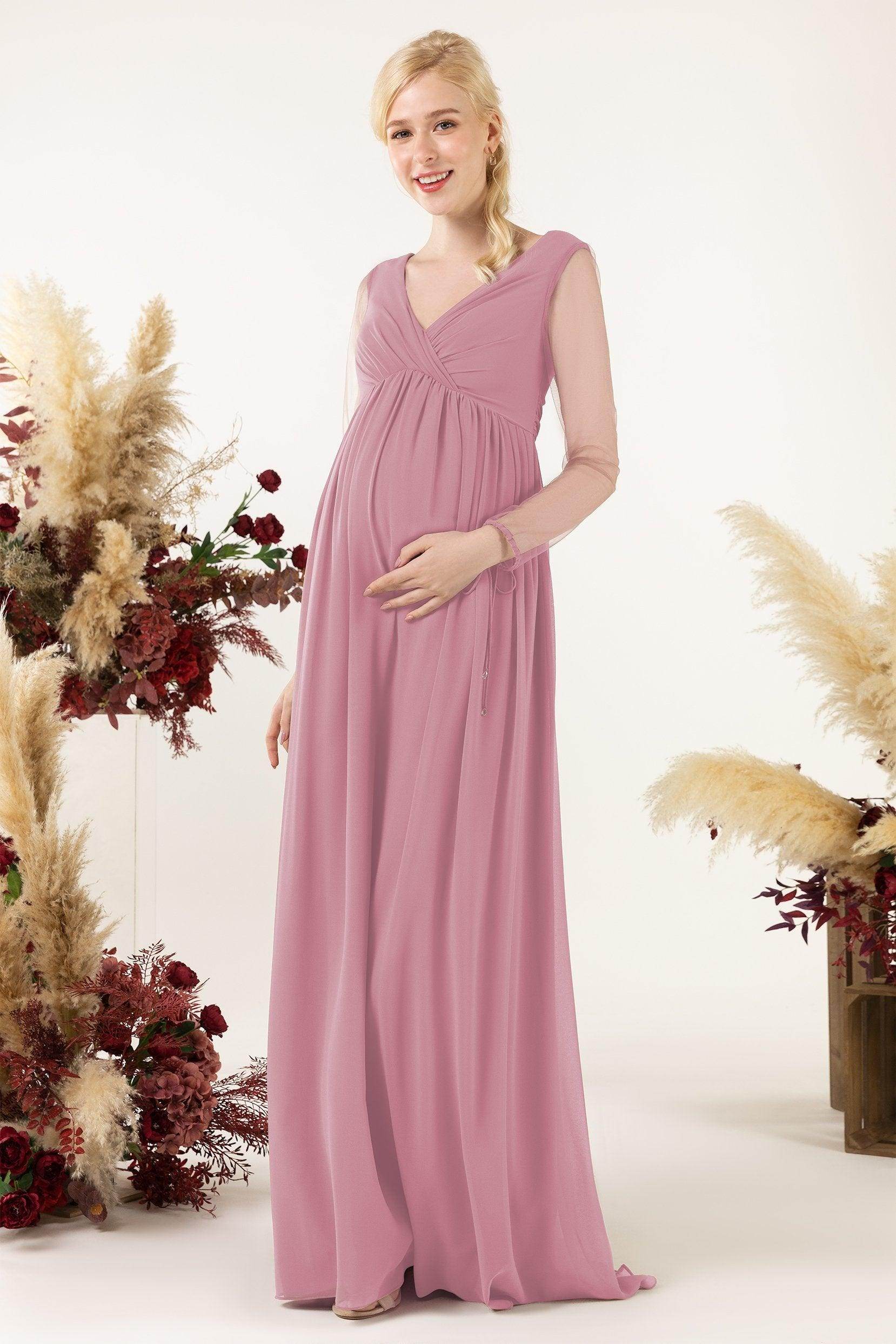 A-Line Sweep-Brush Train Chiffon Bridesmaid Dress CB0461M