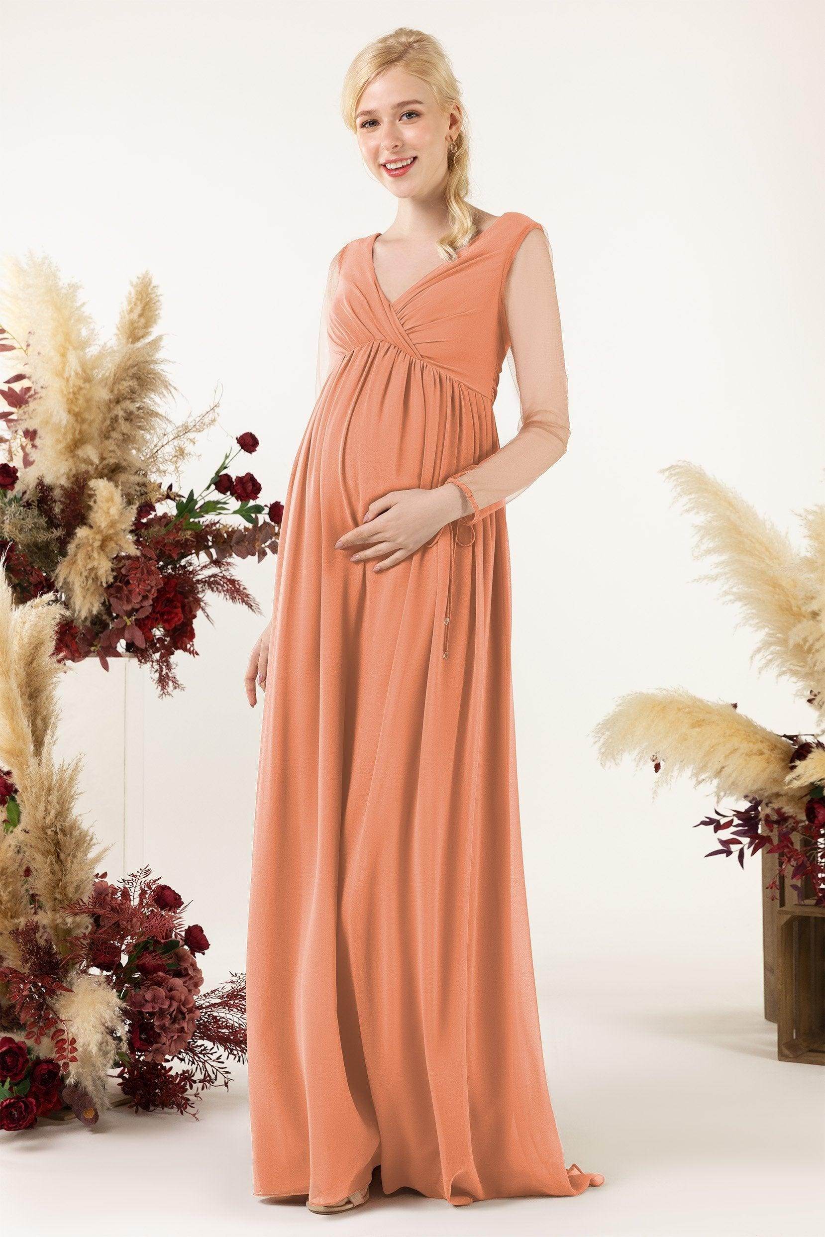 A-Line Sweep-Brush Train Chiffon Bridesmaid Dress CB0461M