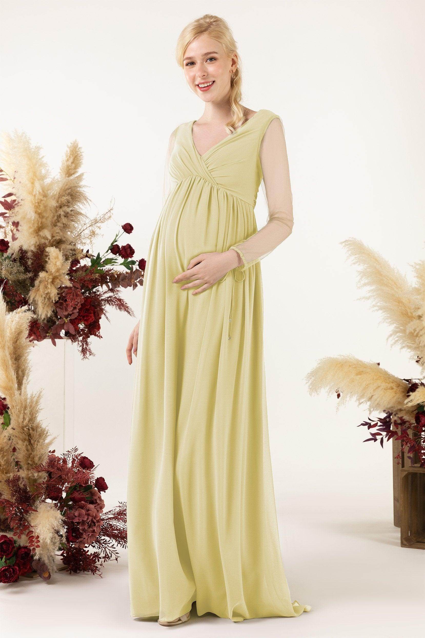 A-Line Sweep-Brush Train Chiffon Bridesmaid Dress CB0461M