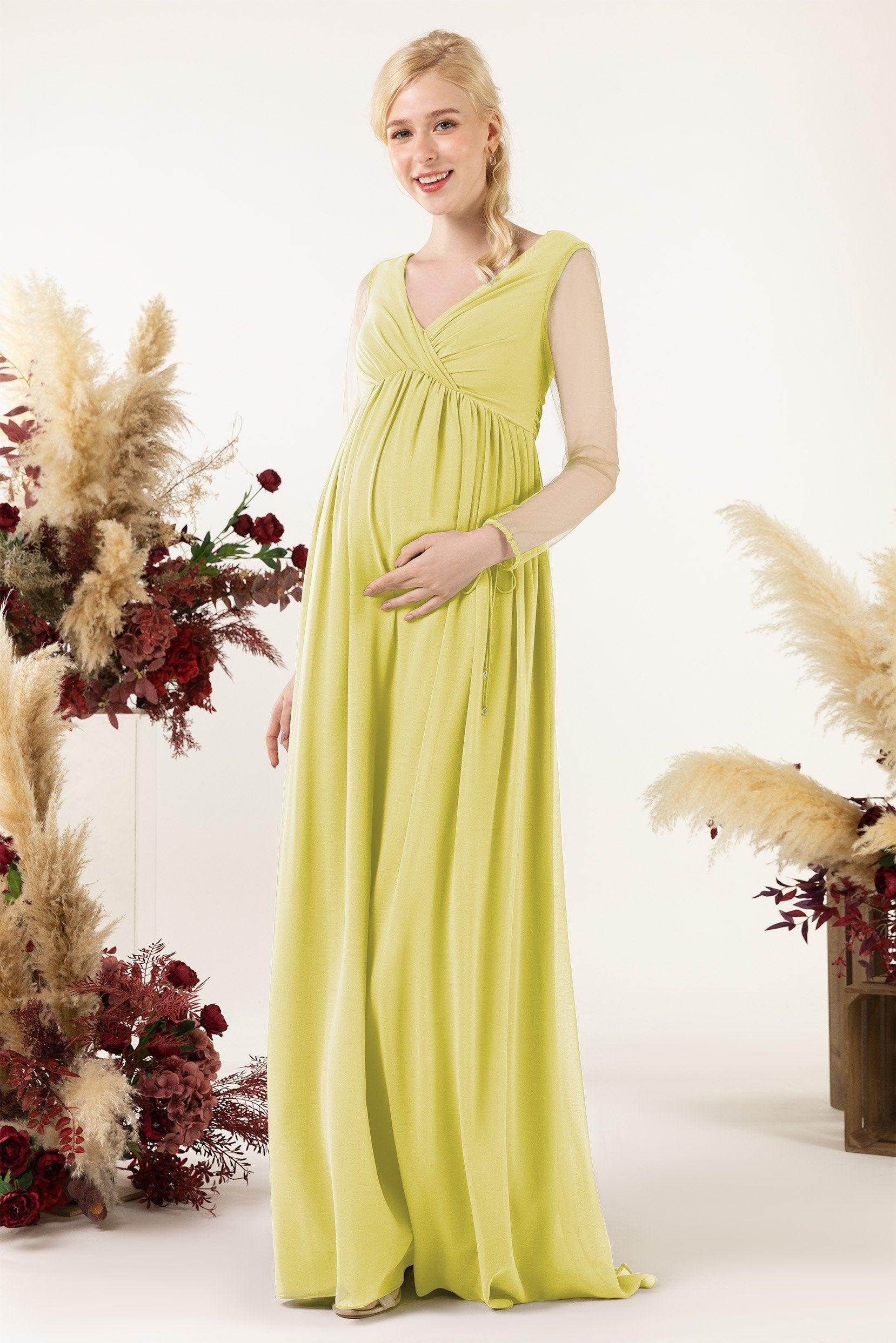 A-Line Sweep-Brush Train Chiffon Bridesmaid Dress CB0461M