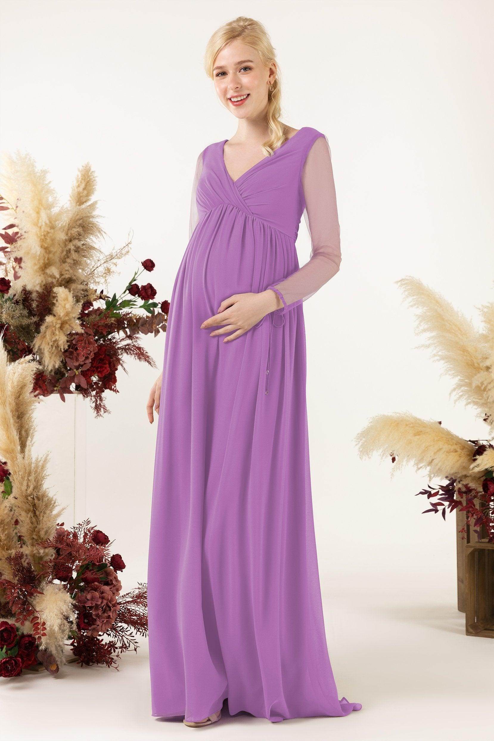A-Line Sweep-Brush Train Chiffon Bridesmaid Dress CB0461M