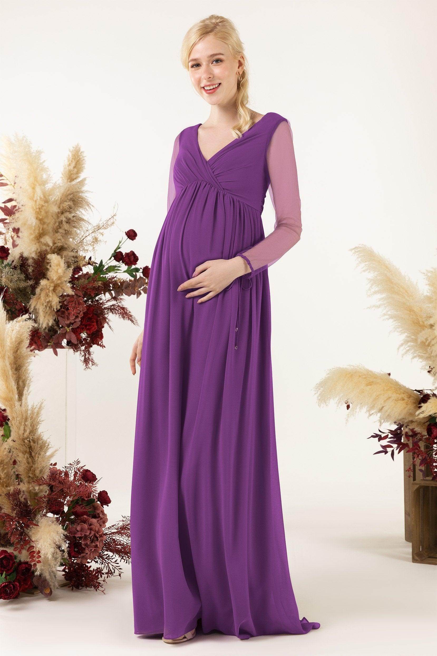 A-Line Sweep-Brush Train Chiffon Bridesmaid Dress CB0461M