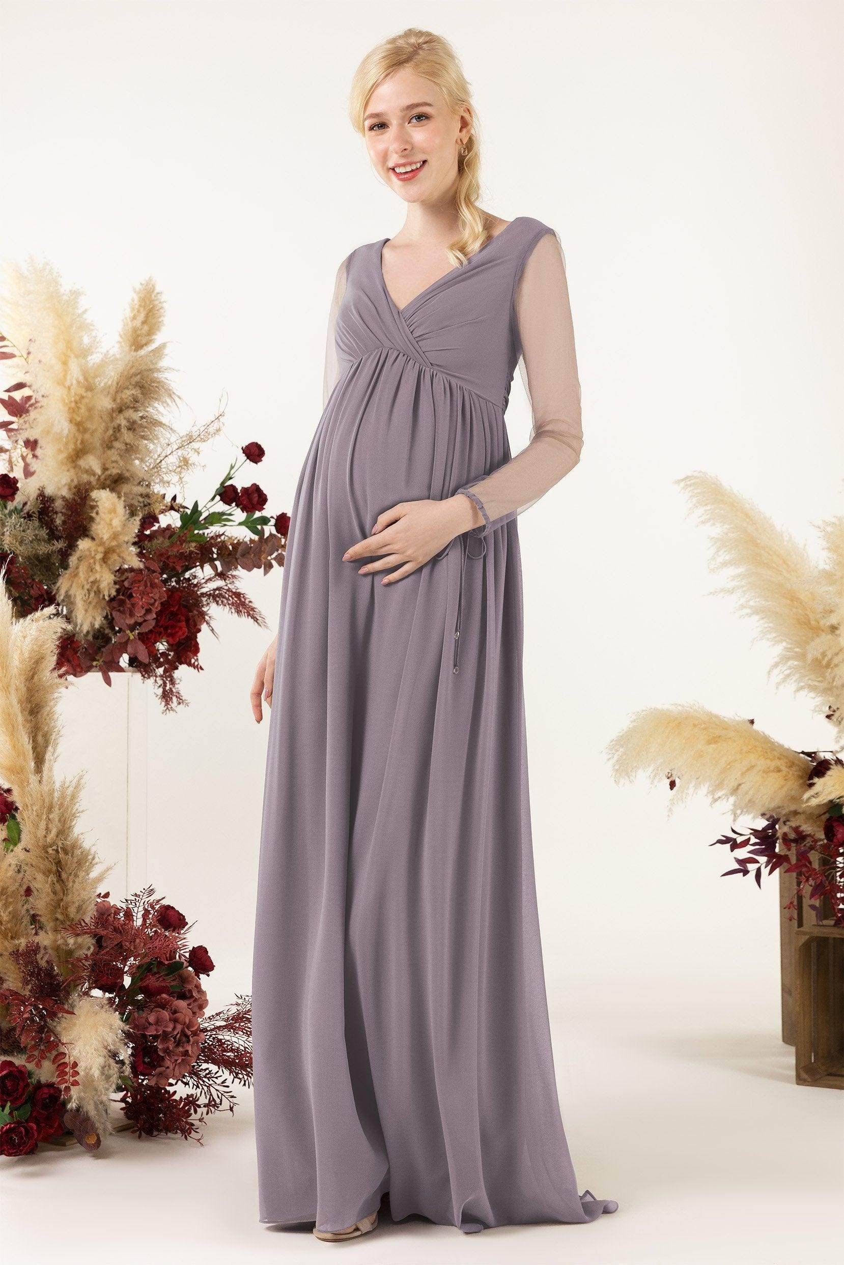 A-Line Sweep-Brush Train Chiffon Bridesmaid Dress CB0461M