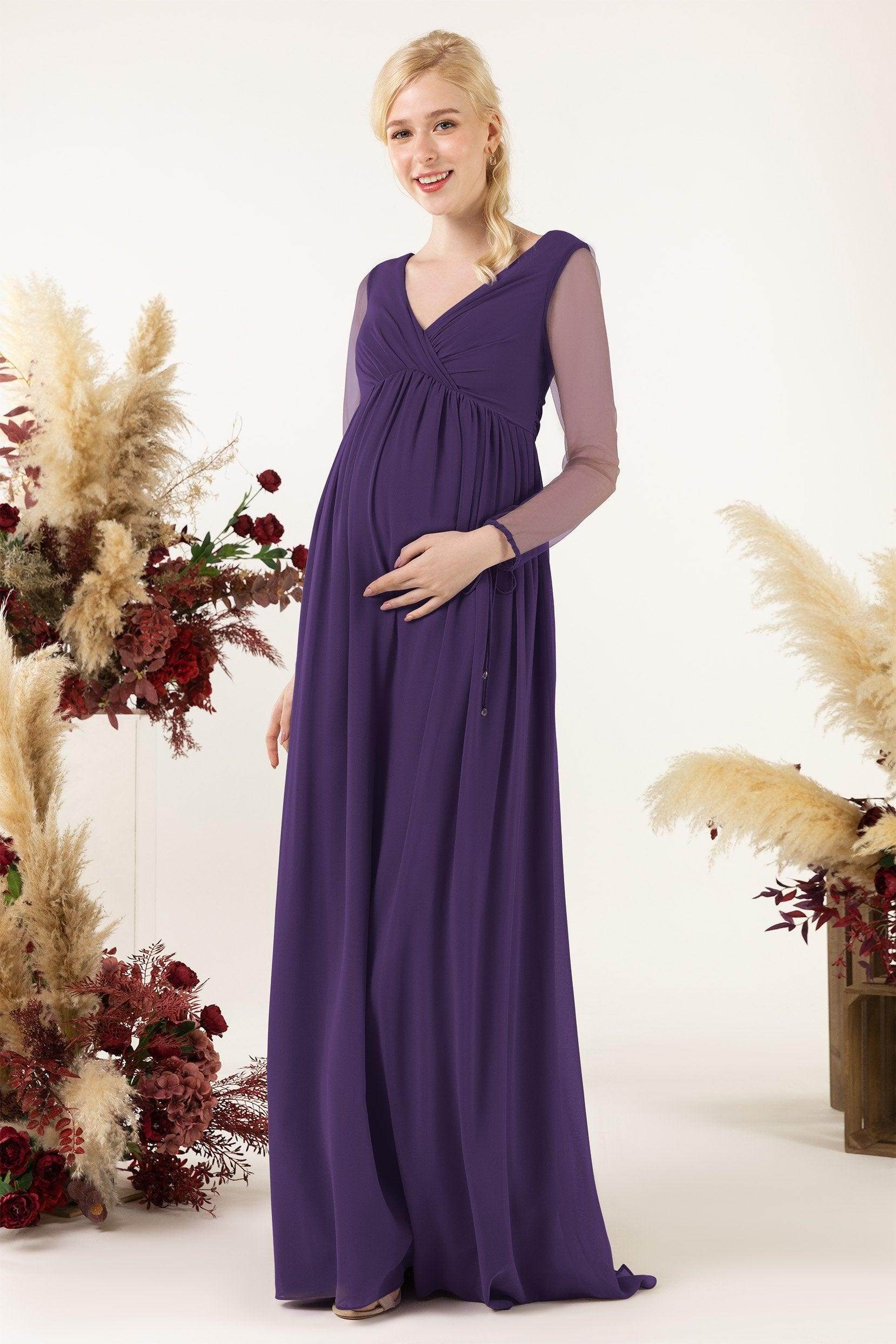 A-Line Sweep-Brush Train Chiffon Bridesmaid Dress CB0461M