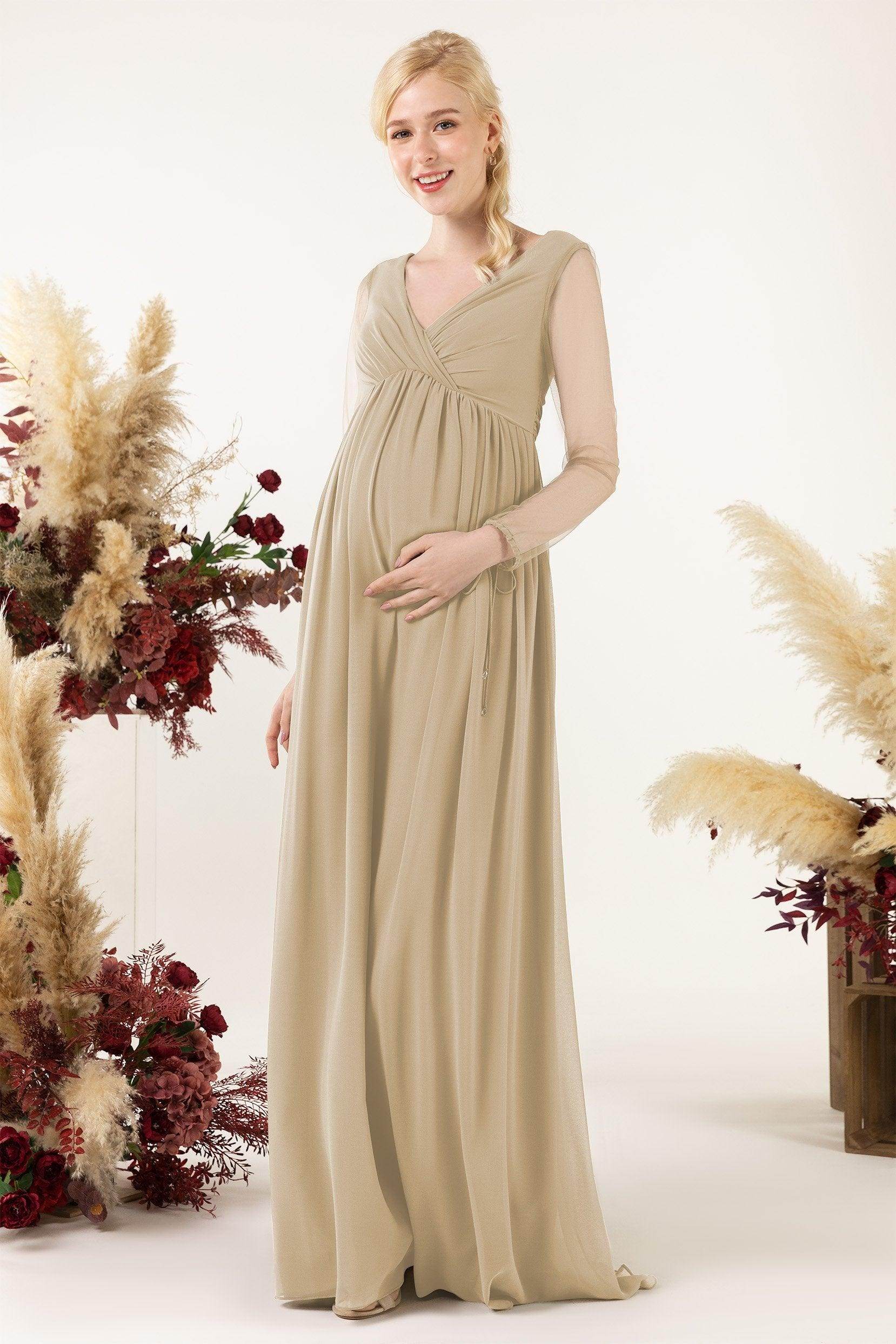 A-Line Sweep-Brush Train Chiffon Bridesmaid Dress CB0461M