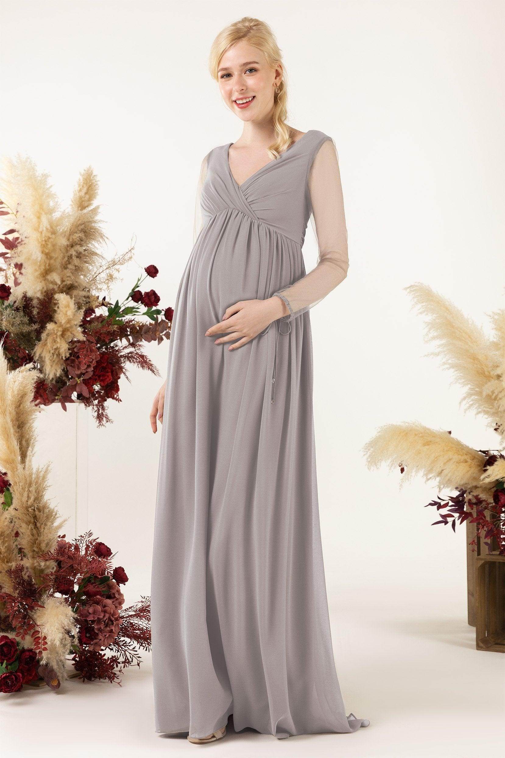 A-Line Sweep-Brush Train Chiffon Bridesmaid Dress CB0461M
