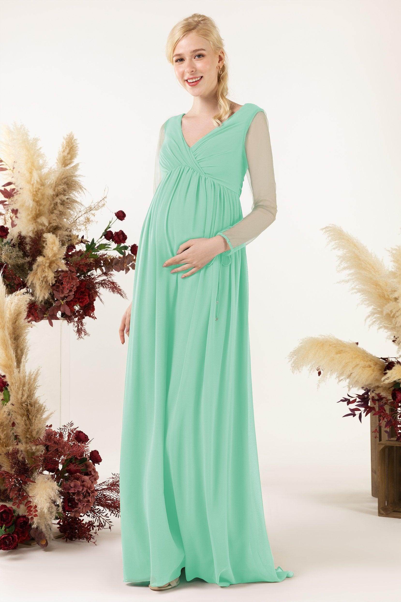 A-Line Sweep-Brush Train Chiffon Bridesmaid Dress CB0461M