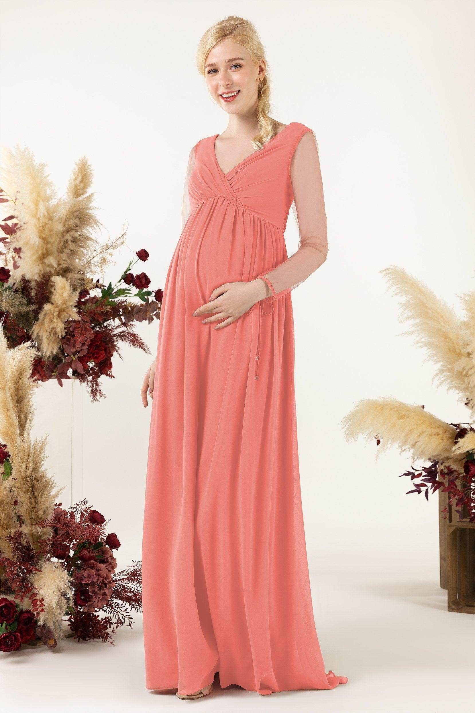 A-Line Sweep-Brush Train Chiffon Bridesmaid Dress CB0461M