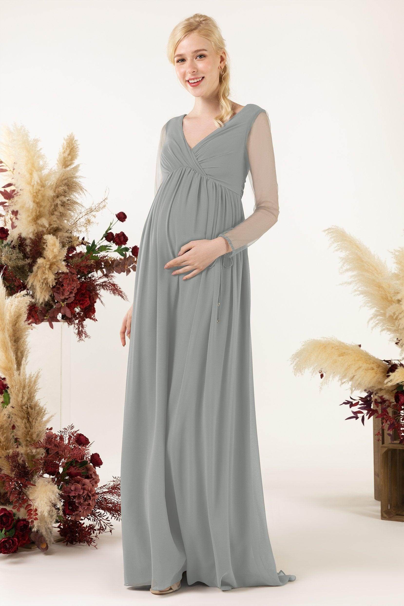 A-Line Sweep-Brush Train Chiffon Bridesmaid Dress CB0461M