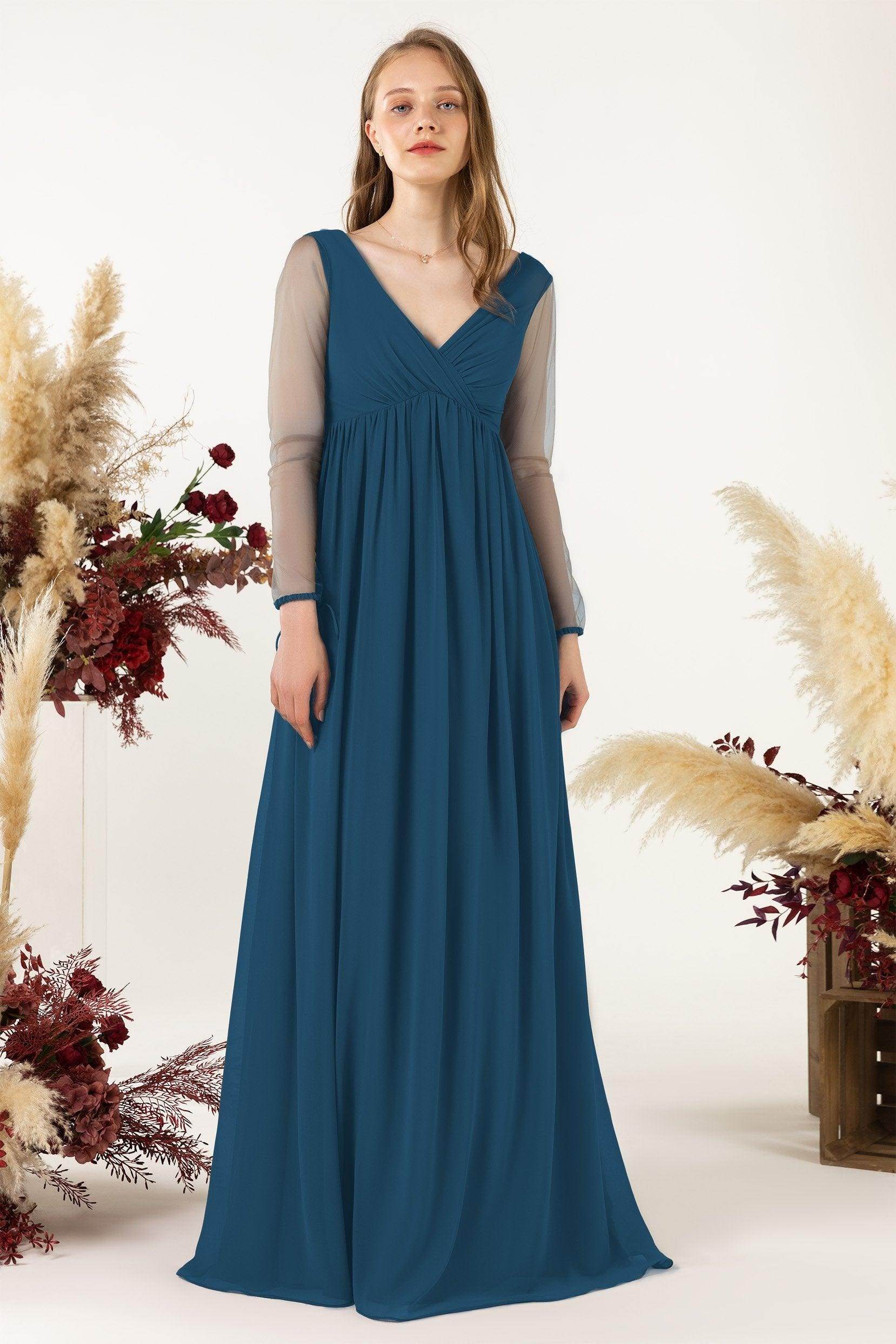 A-Line Sweep-Brush Train Chiffon Bridesmaid Dress CB0461