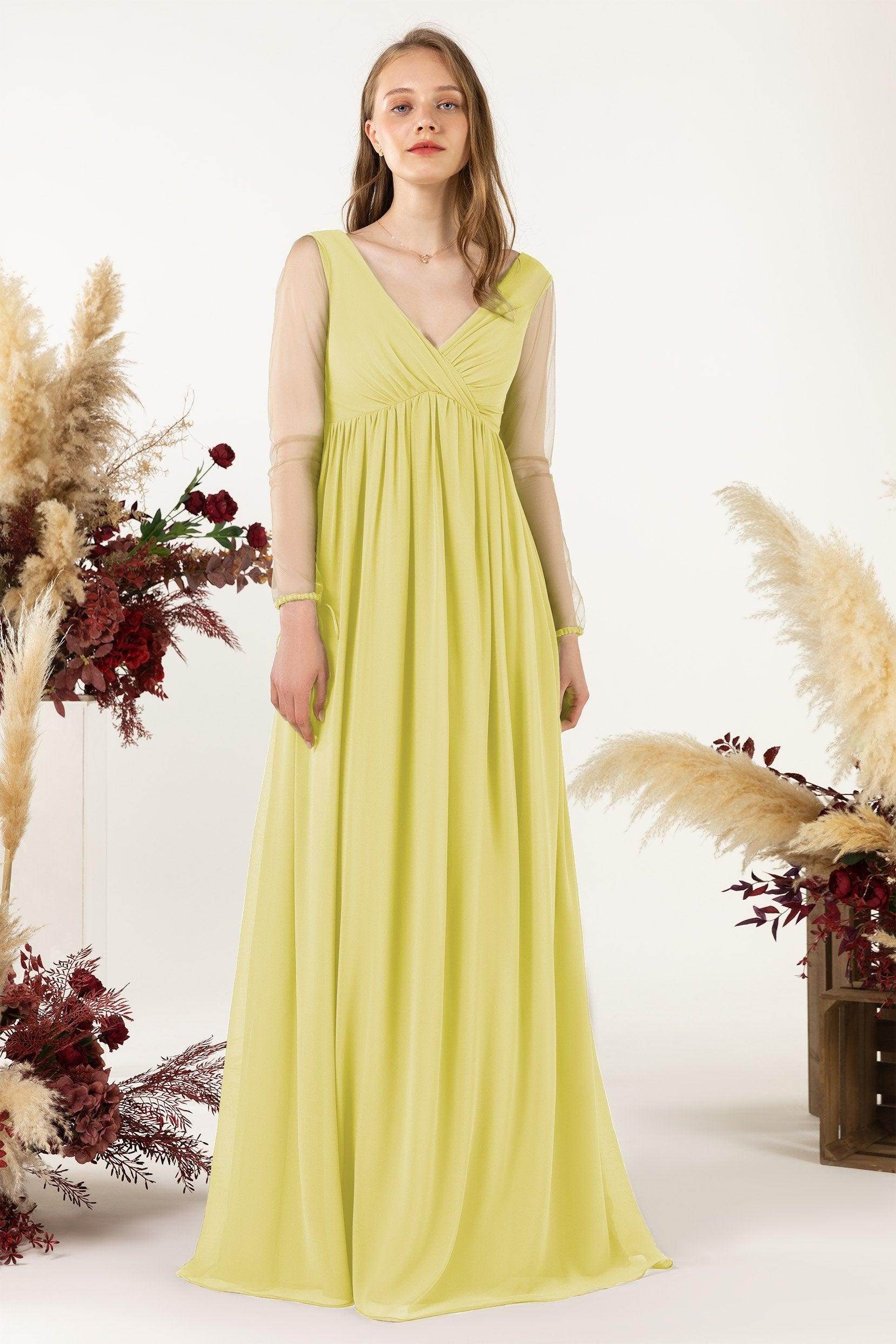 A-Line Sweep-Brush Train Chiffon Bridesmaid Dress CB0461