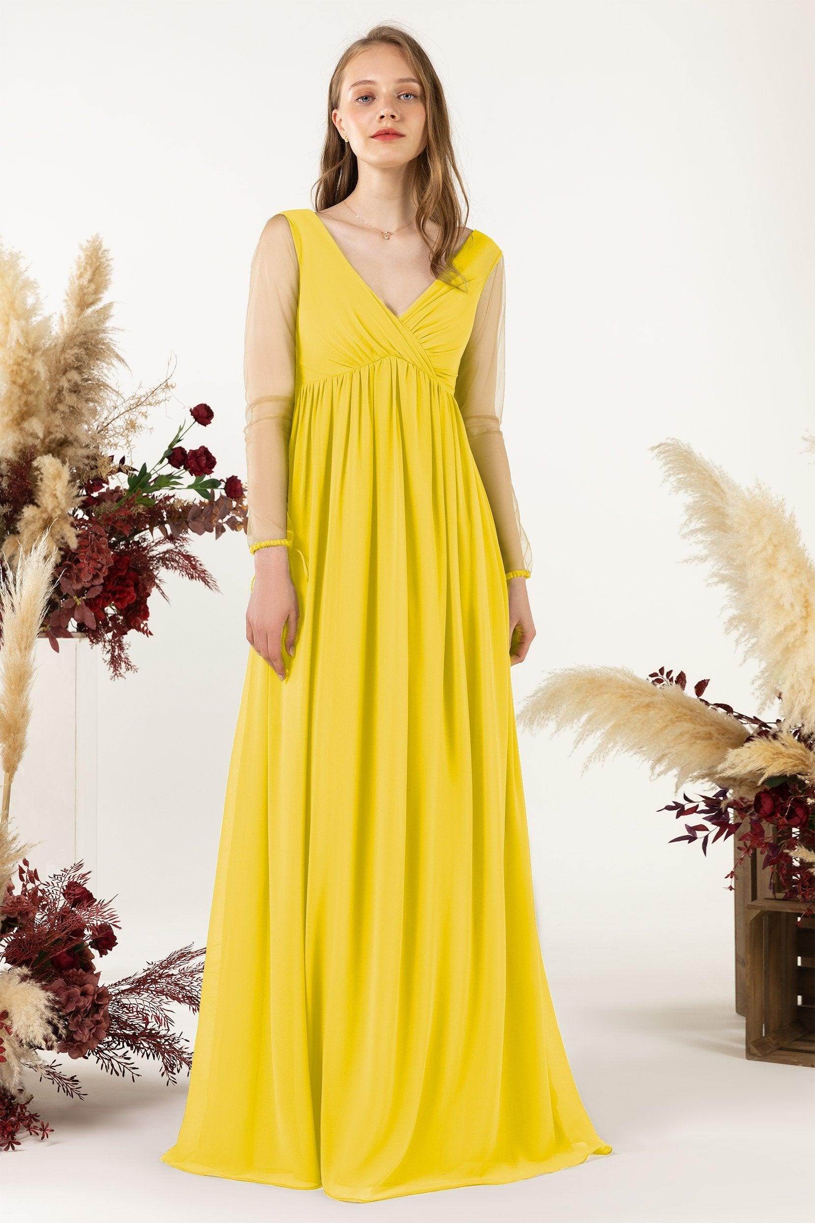 A-Line Sweep-Brush Train Chiffon Bridesmaid Dress CB0461